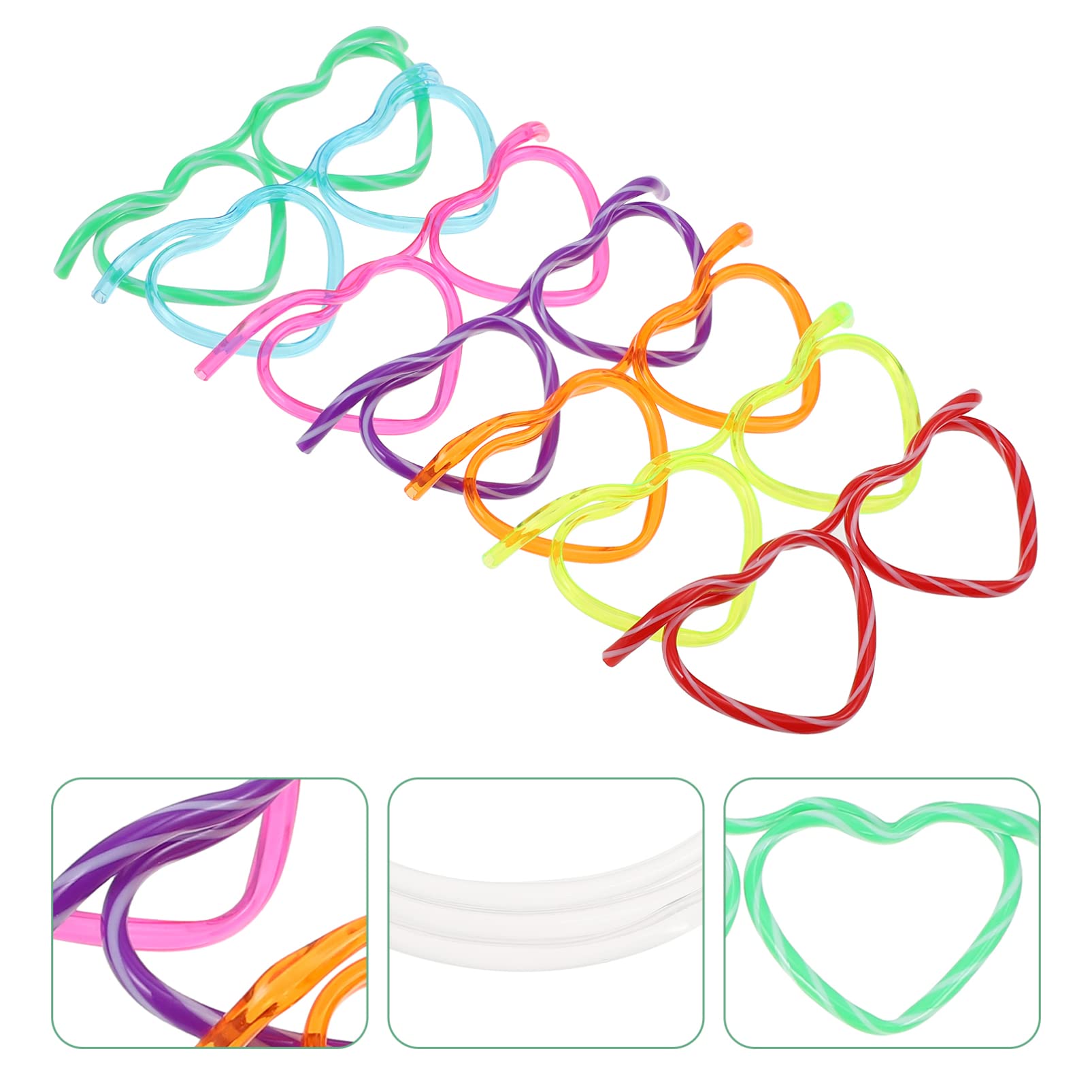 Colorful Disposable Plastic Drinking Straws - 12Pcs Fun Heart Crazy Straws for Kids, Reusable DIY Party Cups & Kiddush Cups - Perfect for Birthday Parties, Summer Drinks, and DIY Crafts