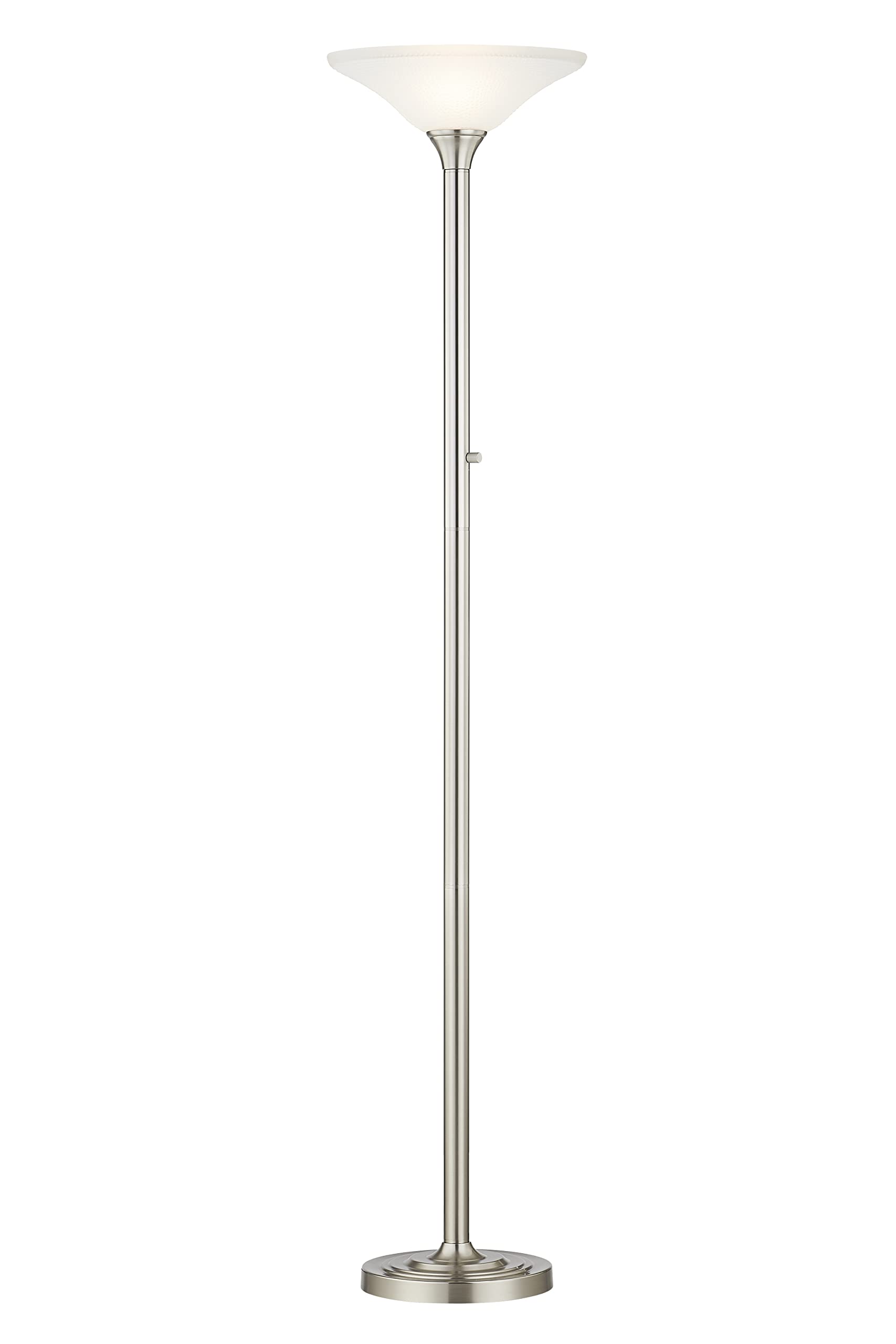 Artiva USA 150W 71-Inch LED Torchiere Floor Lamp with Hammered Glass Shades - Dimmable Modern Floor Light with Brushed Steel Finish for Living Room, Bedroom & Office Lighting