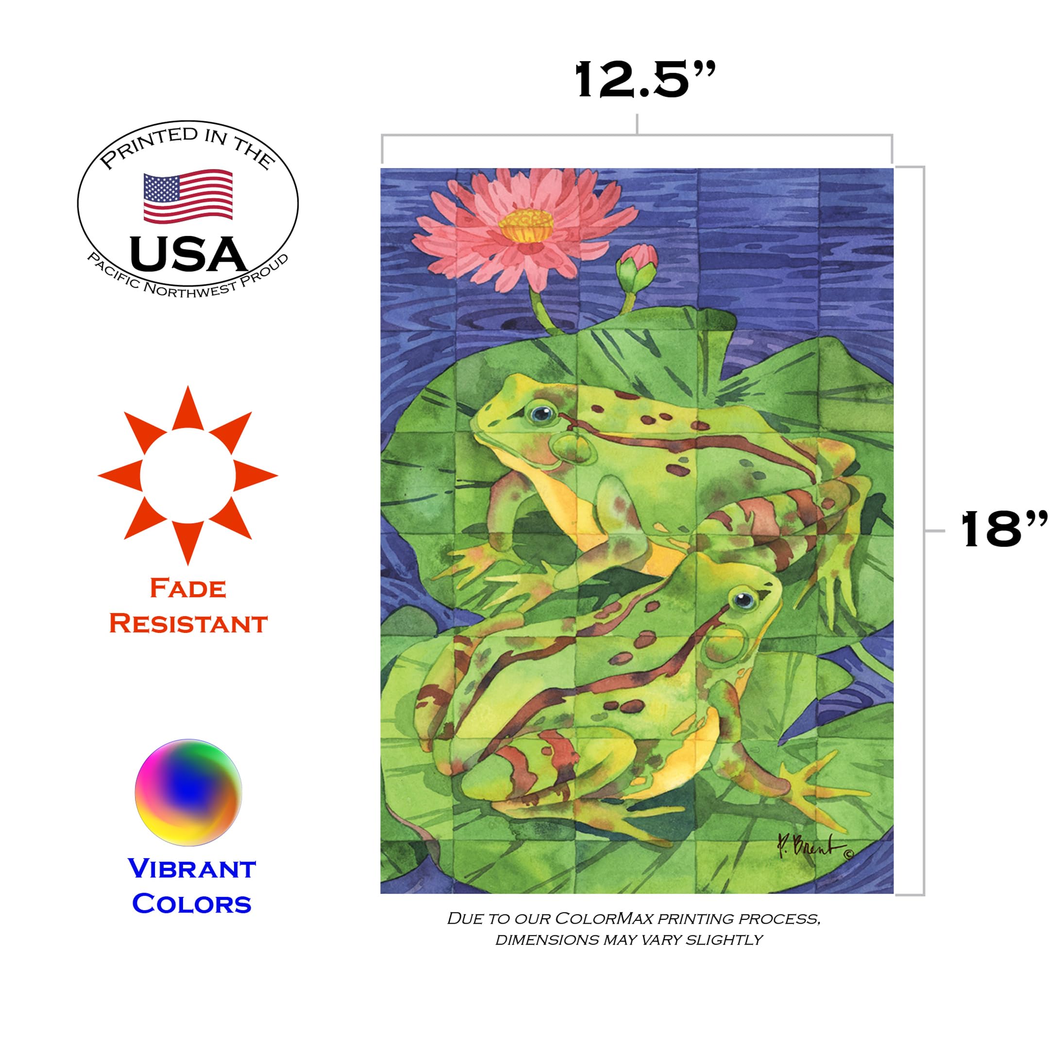 Toland Home Garden 119852 Double Sided Frog Garden Flag - 12x18 Inch Outdoor Yard Decoration with Toad Tiles Design - Perfect for House, Pond & Garden Decor