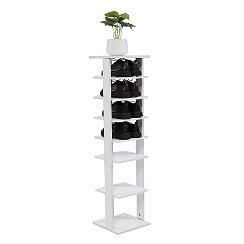 Wooden Shoe Storage Shelf Organizer - 28 x 26.7 x 101.4 cm (L x W x H) - Space Saving Shoe Rack for Closet, Entryway & Bedroom Organization