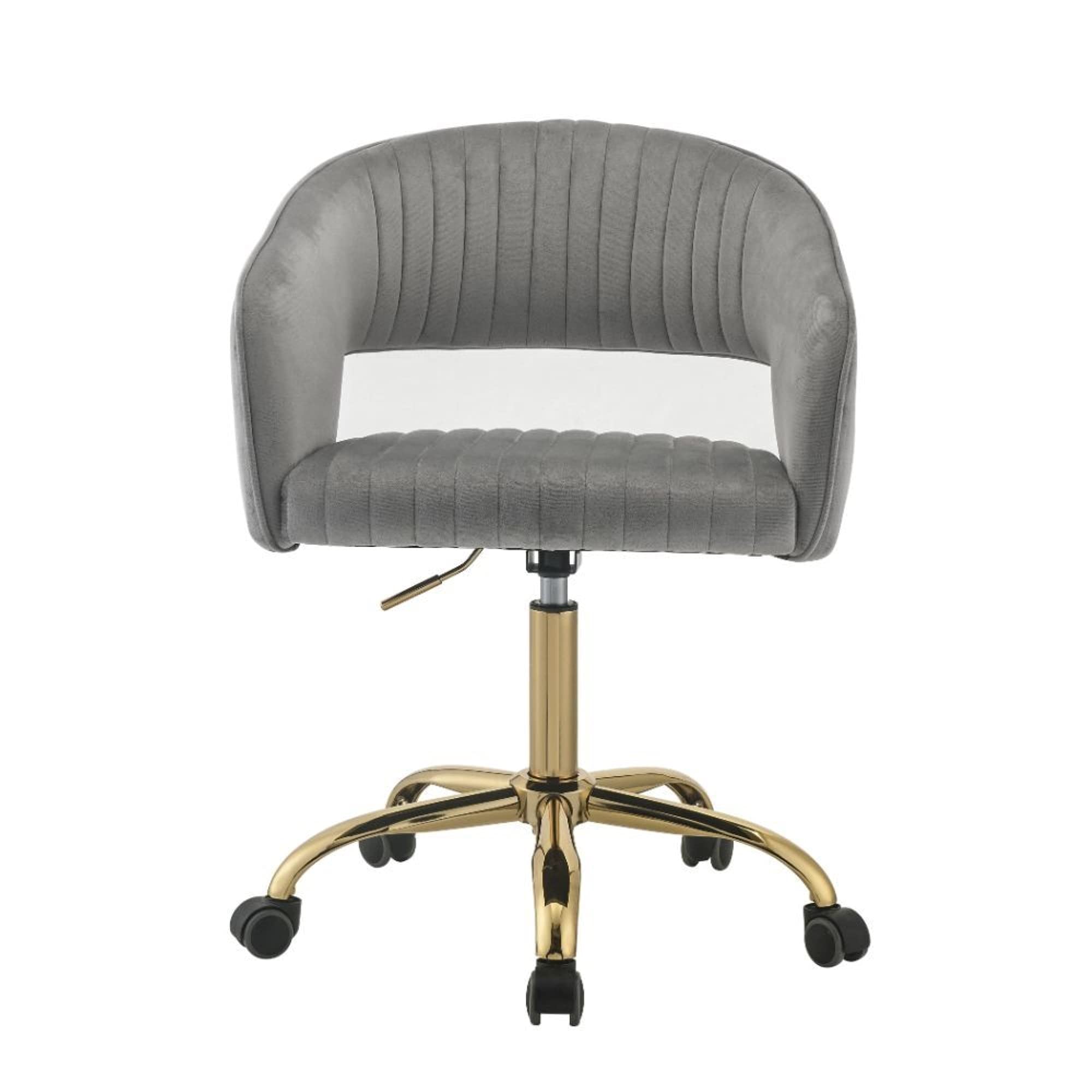 Premium Gray Velvet & Gold Office Chair - Ergonomic Executive Desk Chair for Home & Office - Perfect for Workstations, Gaming & Study Spaces