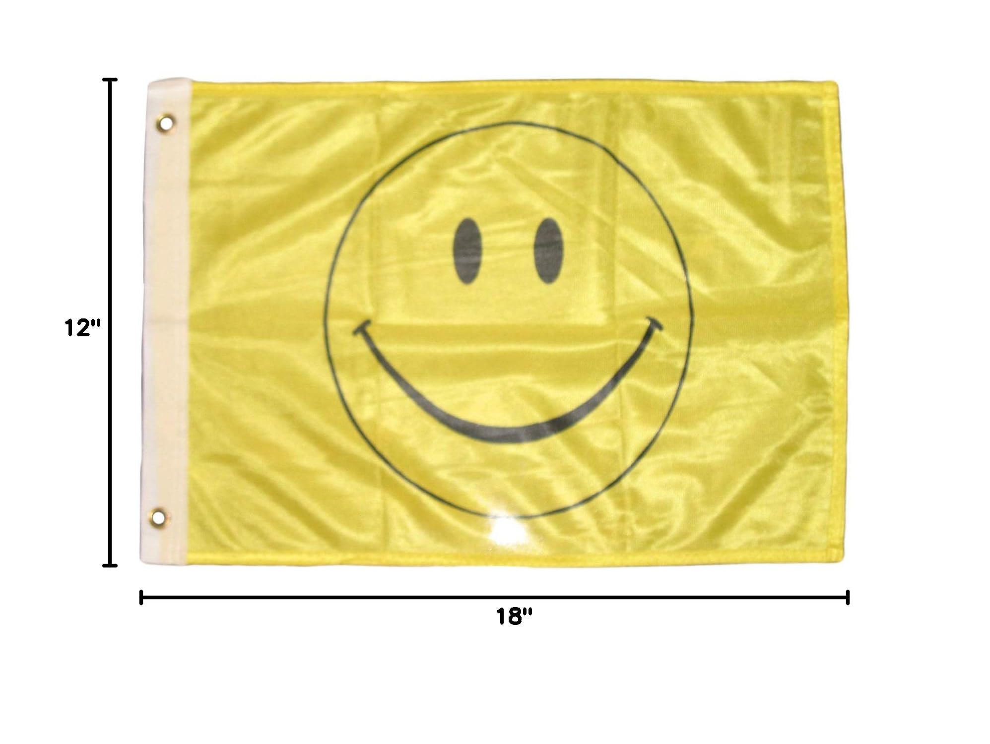 Premium 12x18 Inch Yellow Smiley Face Knitted Boat & Car Flag - Fade Resistant, Durable Rough Text Fabric - Perfect for Outdoor Decor, Tailgating, and Marine Use