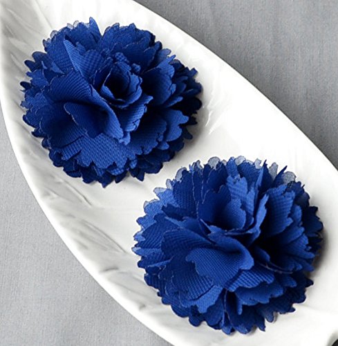 12 Royal Dark Blue Chiffon Silk Flowers - Bridal Wedding Garter, Baby Hair Comb, Headband & Shoe Clip Set (SF092) - Perfect for Weddings, Baby Showers & Special Occasions