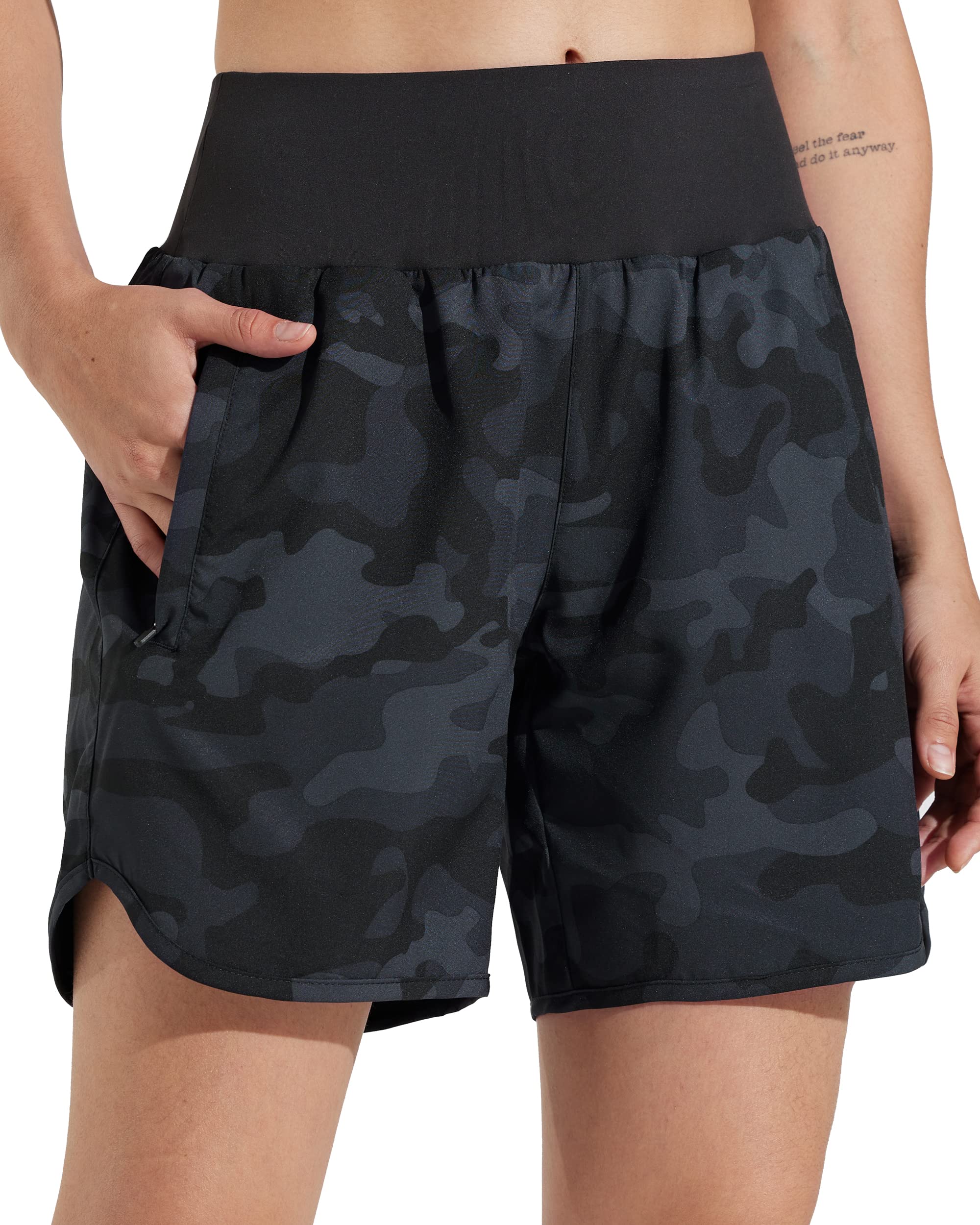 Libin Women's 5-Inch Athletic Running Shorts with Liner - Quick Dry Workout Gym Shorts for Running, Yoga & Lounge - Moisture Wicking & Zipper Pockets for Sports & Active Lifestyle