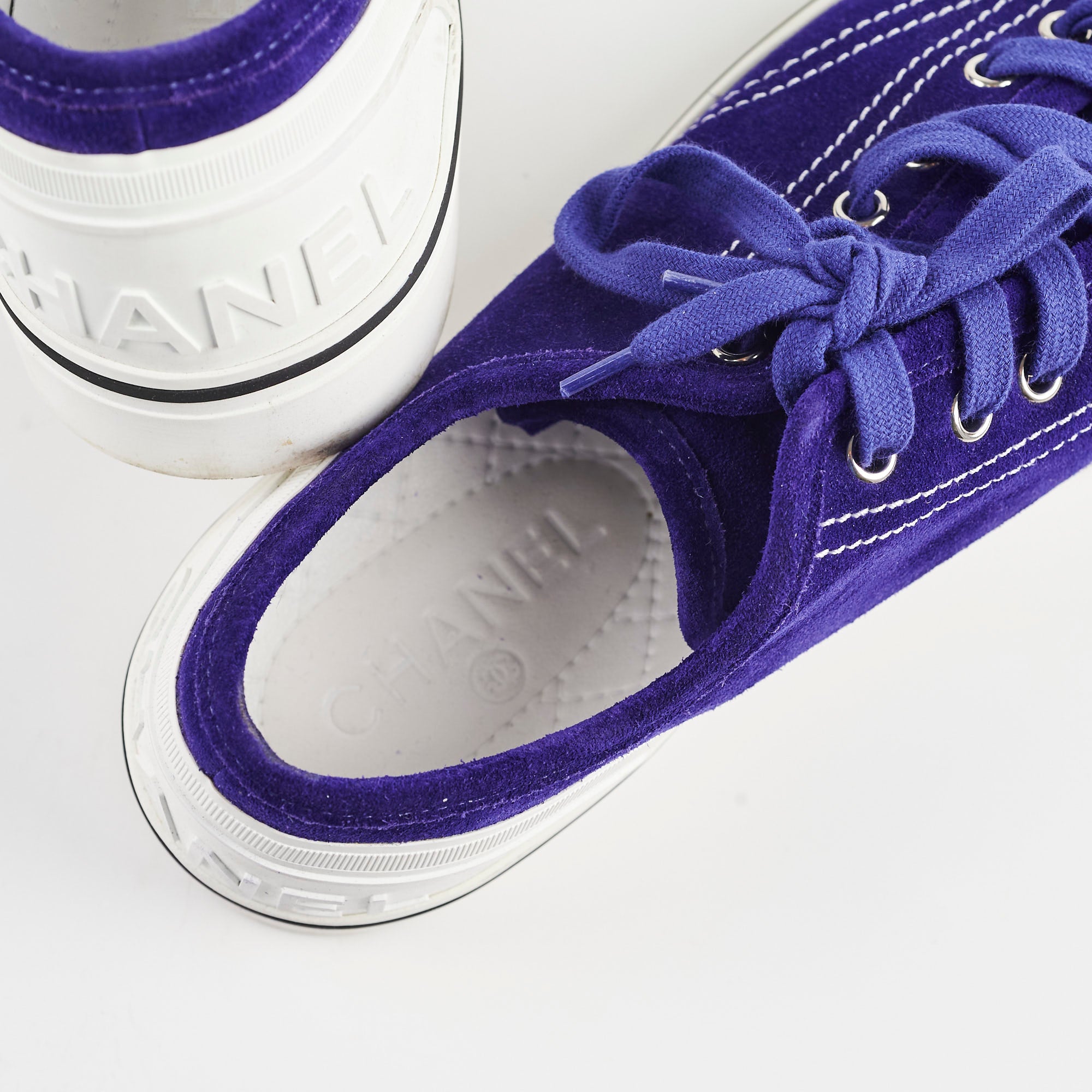 Chanel Blue Suede Women's Sneakers - Size 40 | Luxury Designer Shoes for Casual Wear & Fashion Outfits