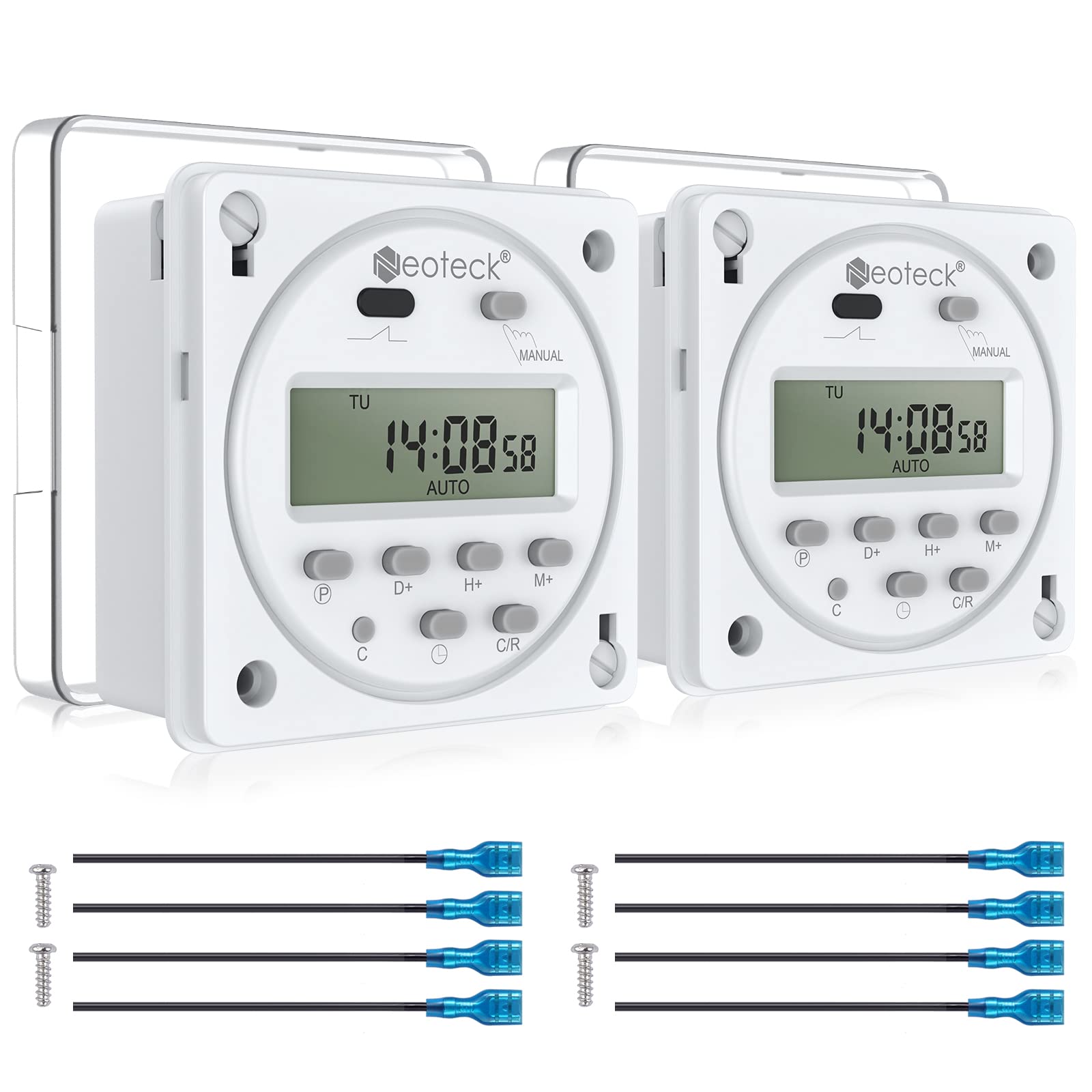 Neoteck DC 12V/16A 7-Day Programmable Digital Timer Switch with Waterproof Cover - Ideal for Lights, Fans & Motors in Home Automation, Aquariums & Outdoor Electrical Systems