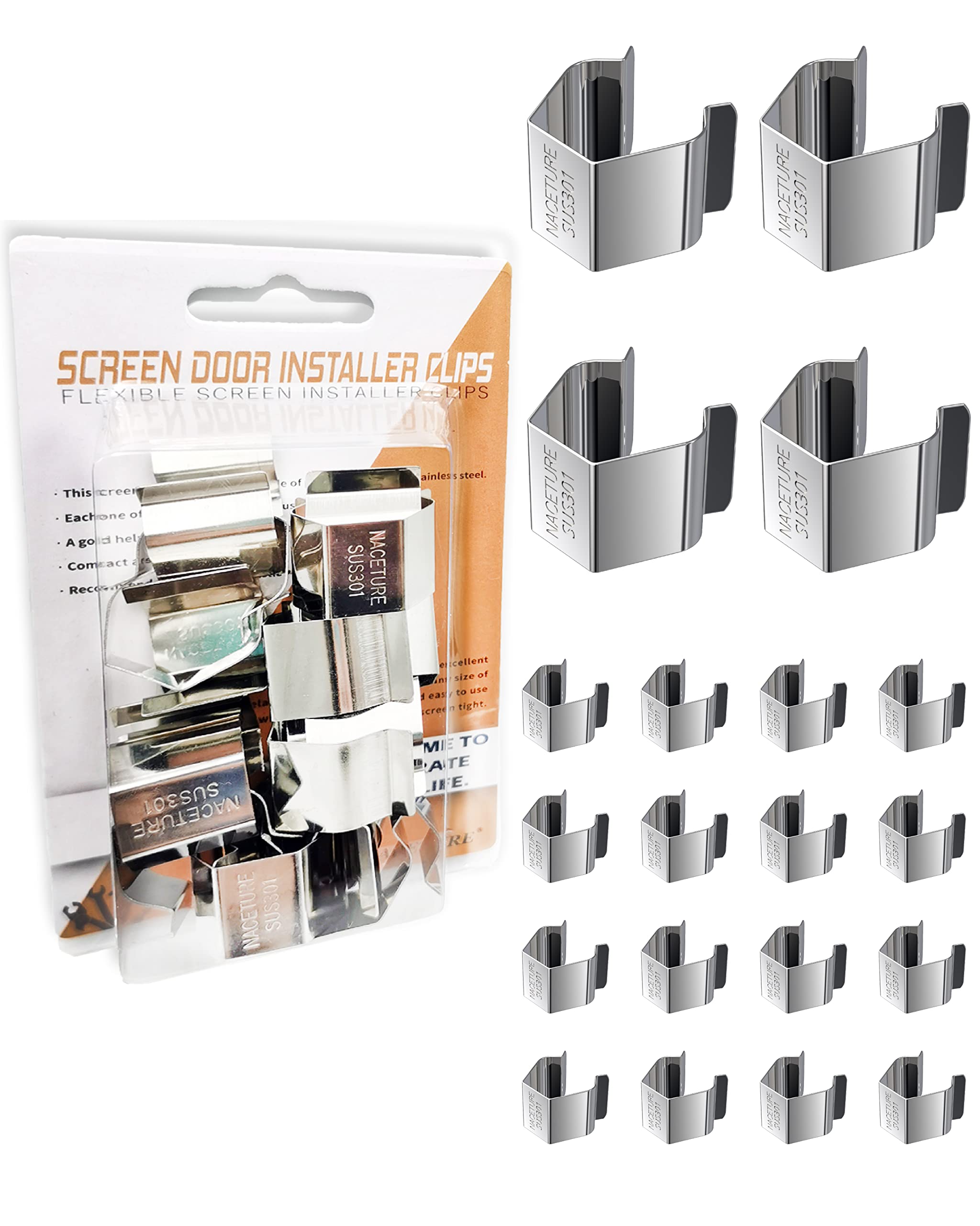 20 Pack Screen Door Installer Clips - Heavy Duty Screen Retainer Clips for Rescreening Windows & Doors | Perfect for Patio, Garage & Home Screen Repair | Durable Mesh Screen Fasteners for DIY Projects