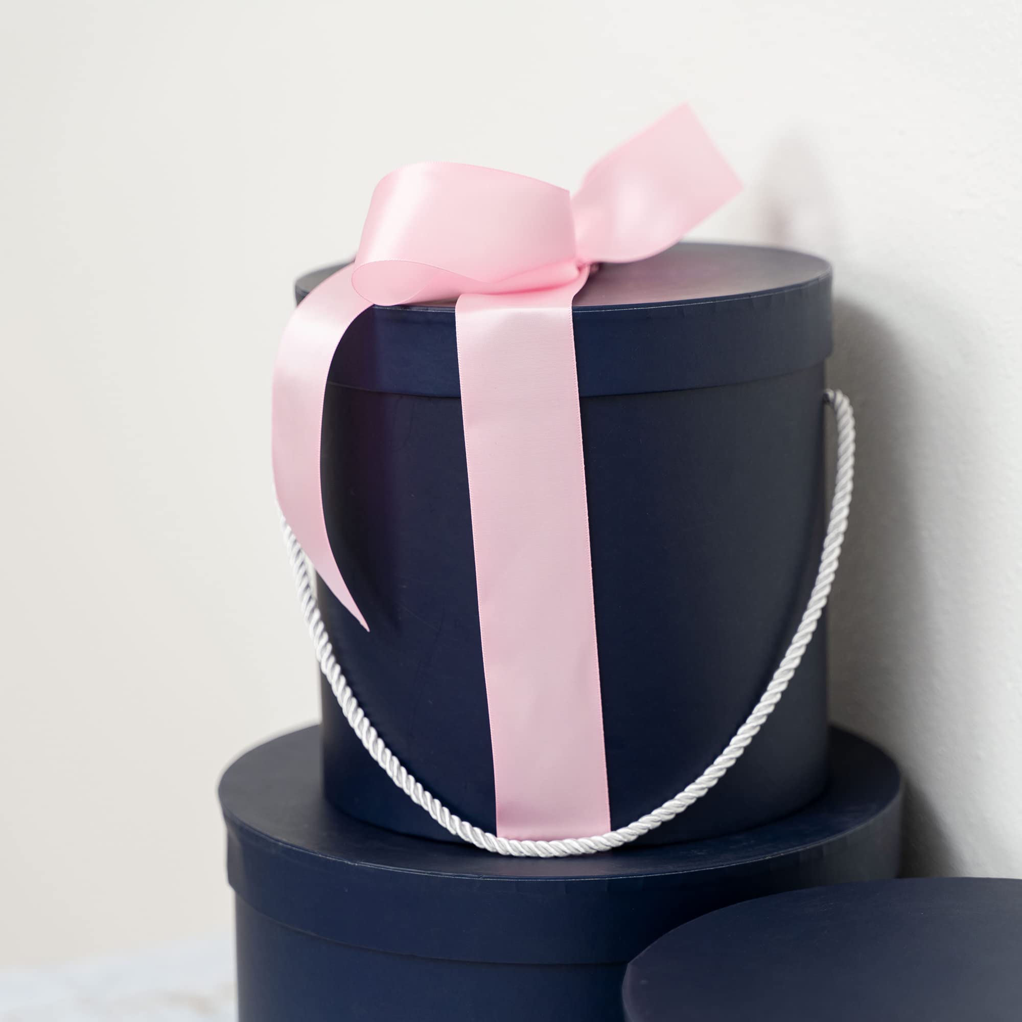 Elegant Round Gift Boxes with Lids - 3pc Navy Flower Box Set for Weddings & Gifts