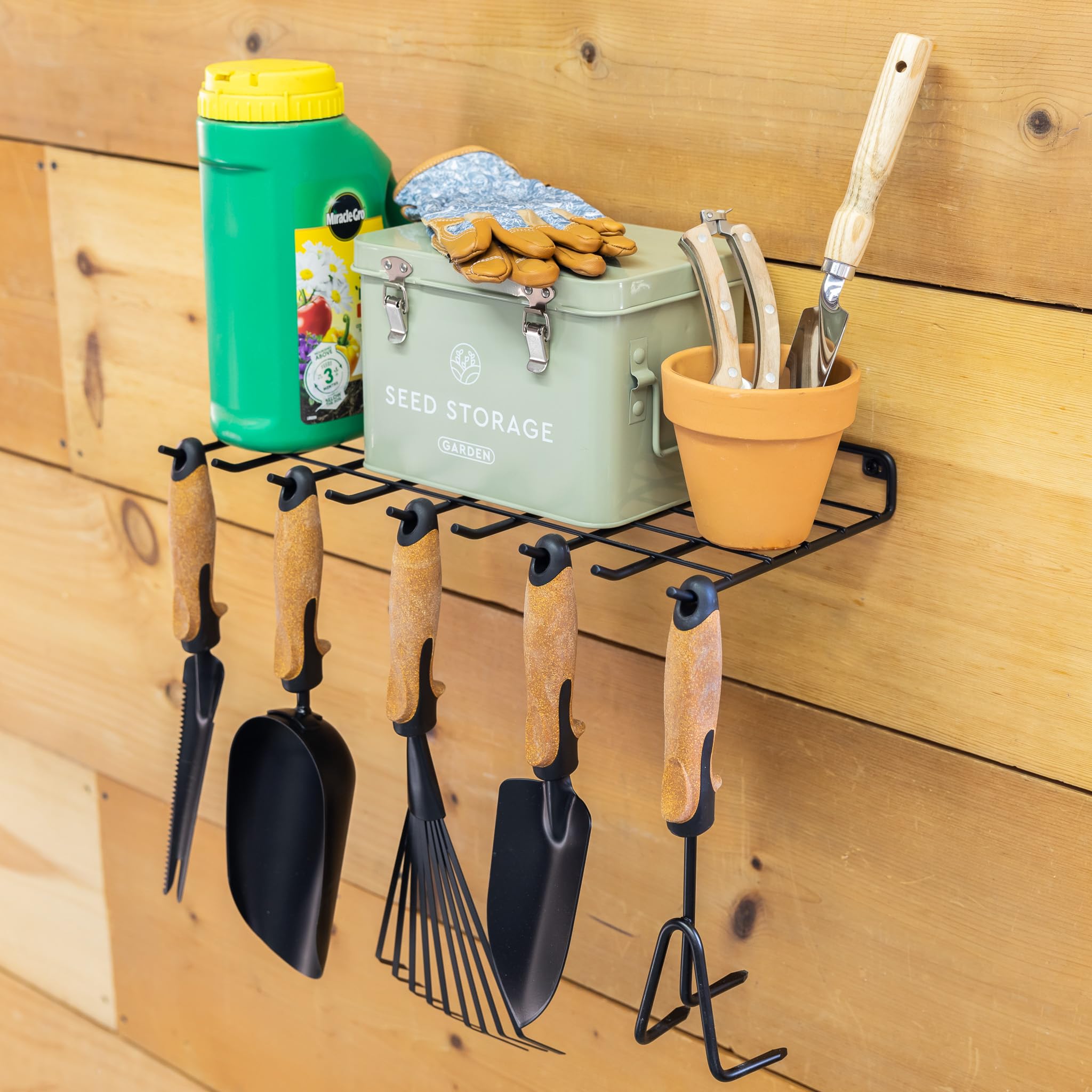 StoreYourBoard Wall Mount Gardening Tool Organizer - Heavy Duty Storage Shelf for Garden Scissors, Pruners, Shears & Supplies (40 lb Capacity) | Perfect for Garage, Shed & Outdoor Tool Organization