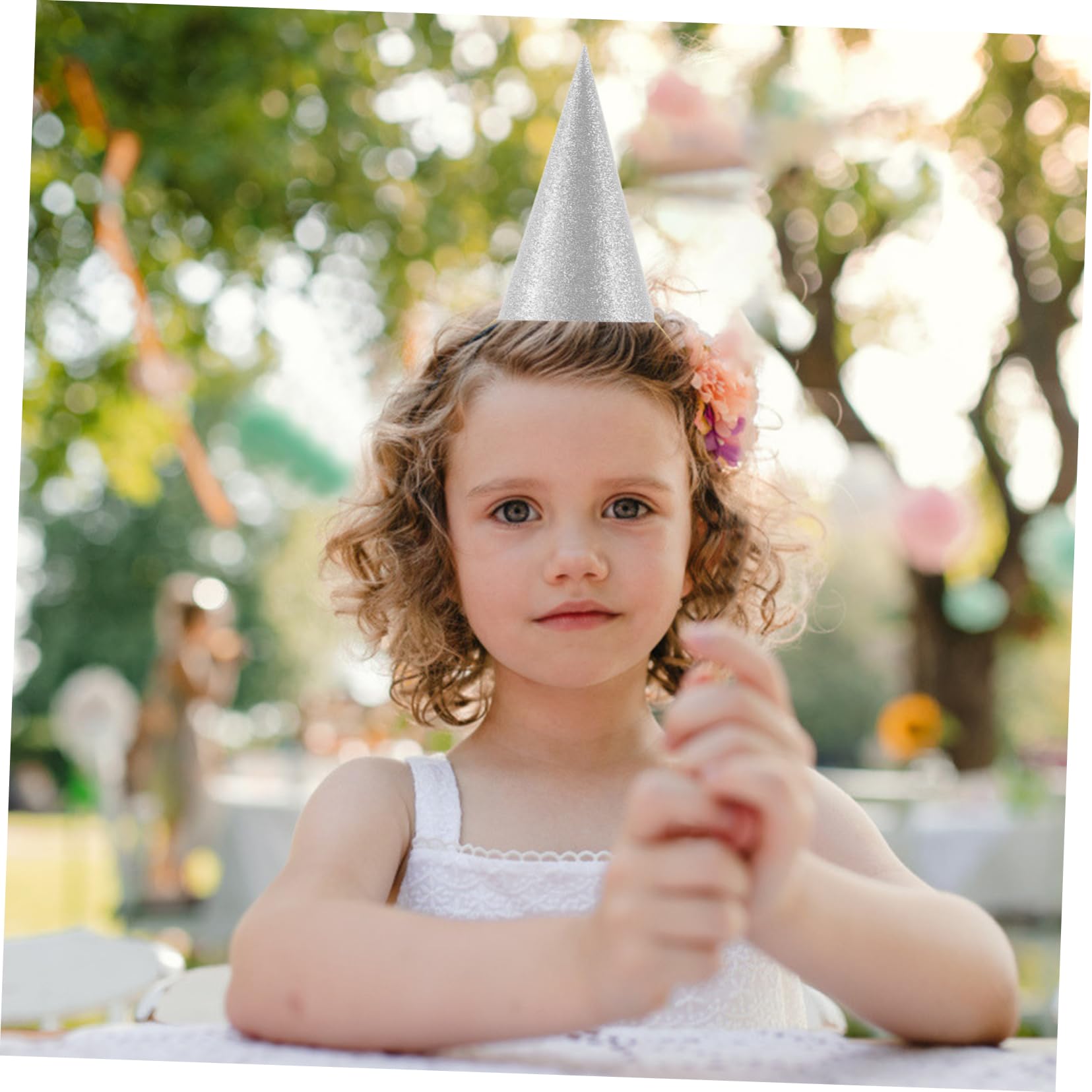 12PCS Glitter Party Hats for Birthday Celebrations - Shimmery Cone Hats for Kids & Adults - Silver Triangle Party Decorations - Perfect for Birthdays, New Year, Halloween & Festive Events