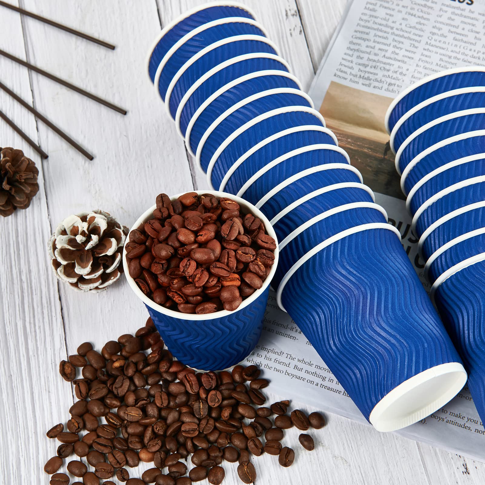 120 Pack 8 oz Disposable Paper Coffee Cups - Insulated Ripple Wall Hot Beverage Cups for Coffee, Tea & Hot Chocolate - Perfect for Office, Cafes, Parties & Home Use