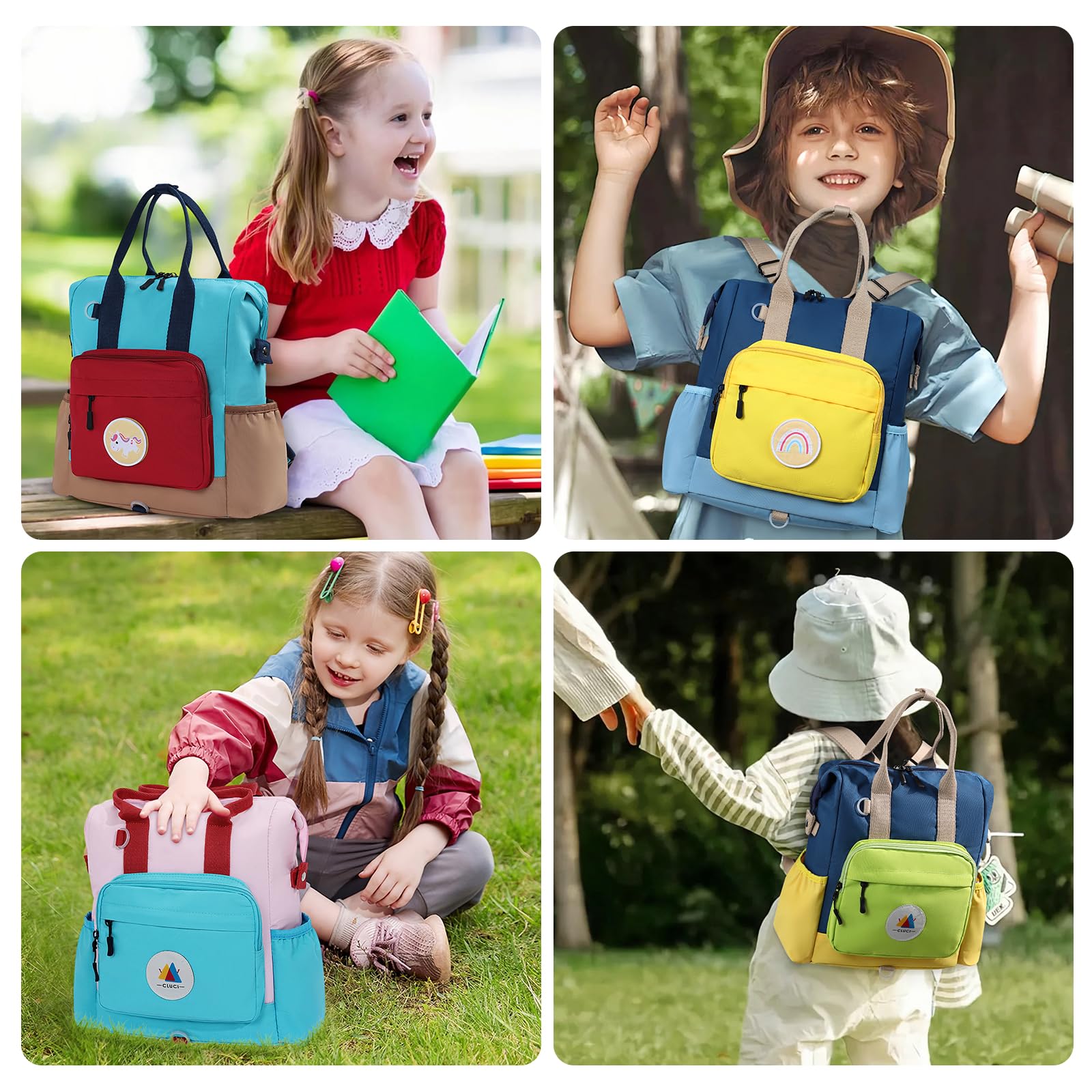 CLUCI Toddler Backpack for Boys & Girls - Lightweight School Backpack for Preschool, Kindergarten & Travel - Waterproof Kids Backpack for Daycare, Outings & Daily Use (Ages 2-4, No Velcro) - Perfect for School Supplies, Snacks & Essentials