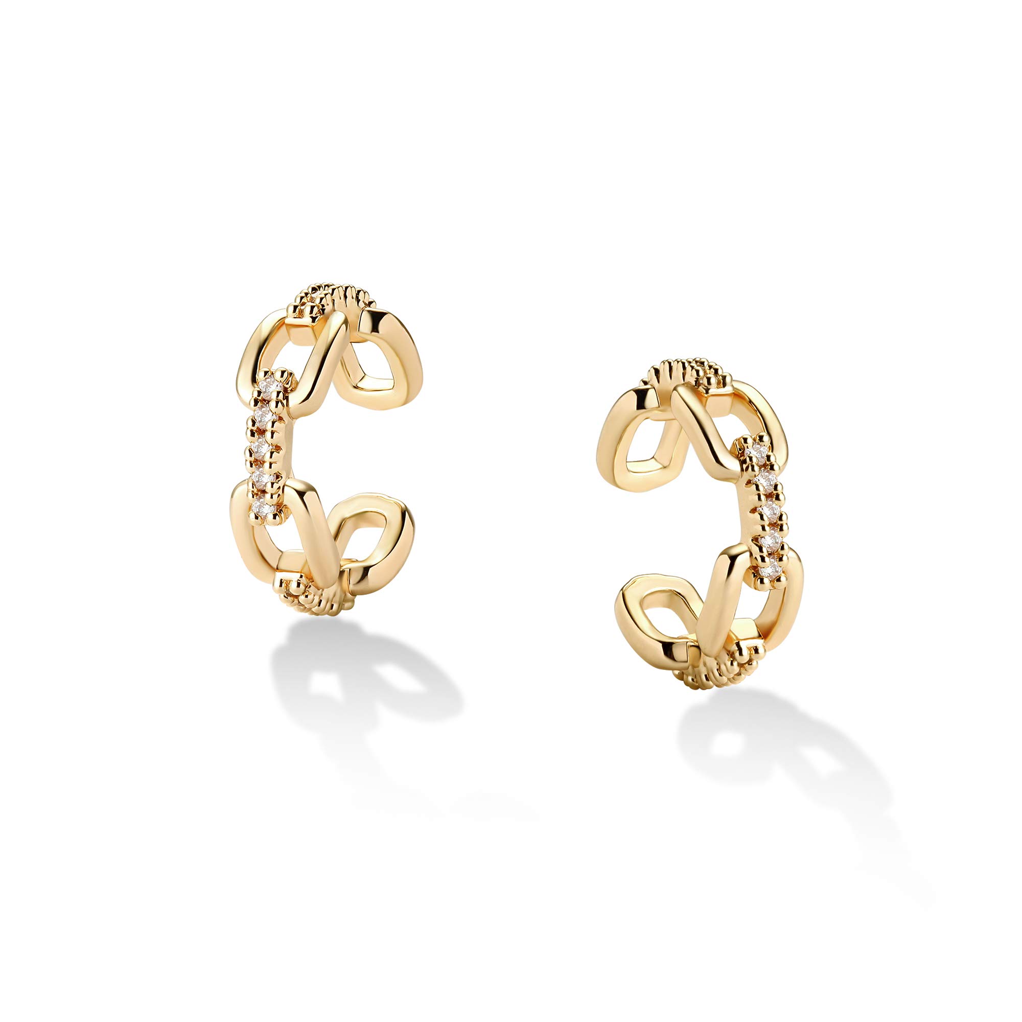 VACRONA 14K Gold Plated Cubic Zirconia Ear Cuff - Hypoallergenic Non-Pierced Helix Wrap Earrings for Women | Sparkling Round Cuff Jewelry Gift for Birthday, Anniversary & Special Occasions