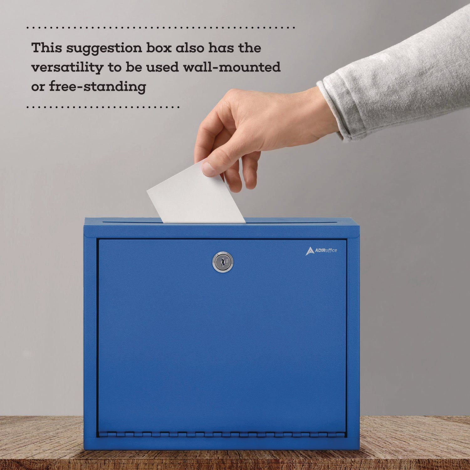 AdirOffice Large Steel Secure Drop Box - 12 x 3 x 10 Inches - Multi-Purpose Locking Mailbox for Office, Home & Business - Durable Blue Document Collection Box for Mail, Packages & Confidential Files