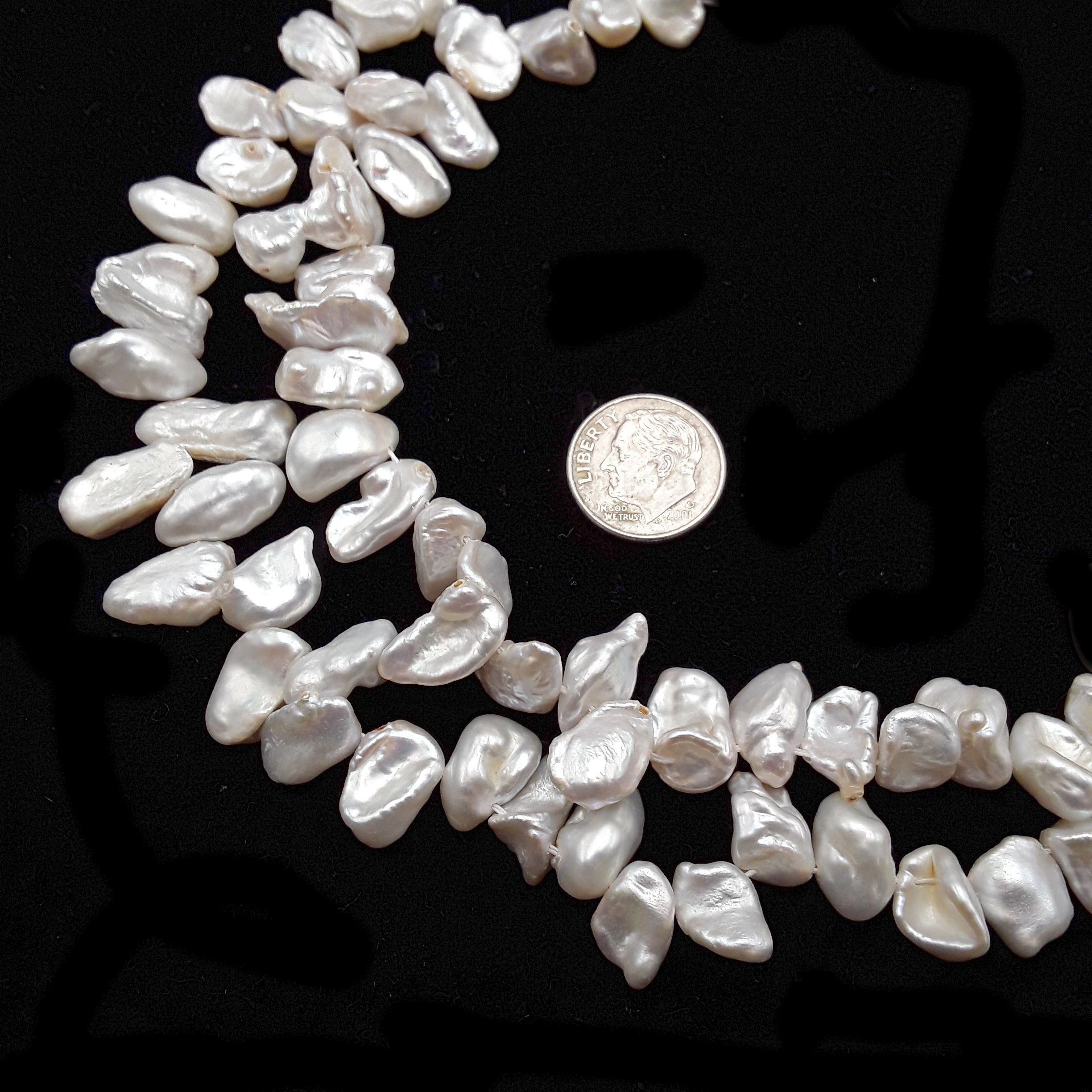 Natural Ivory White Freshwater Pearl Keshi Biwa Pebble Nugget Beads 12-15mm (14 Strands) for Jewelry Making, DIY Crafts, Necklaces & Bracelets