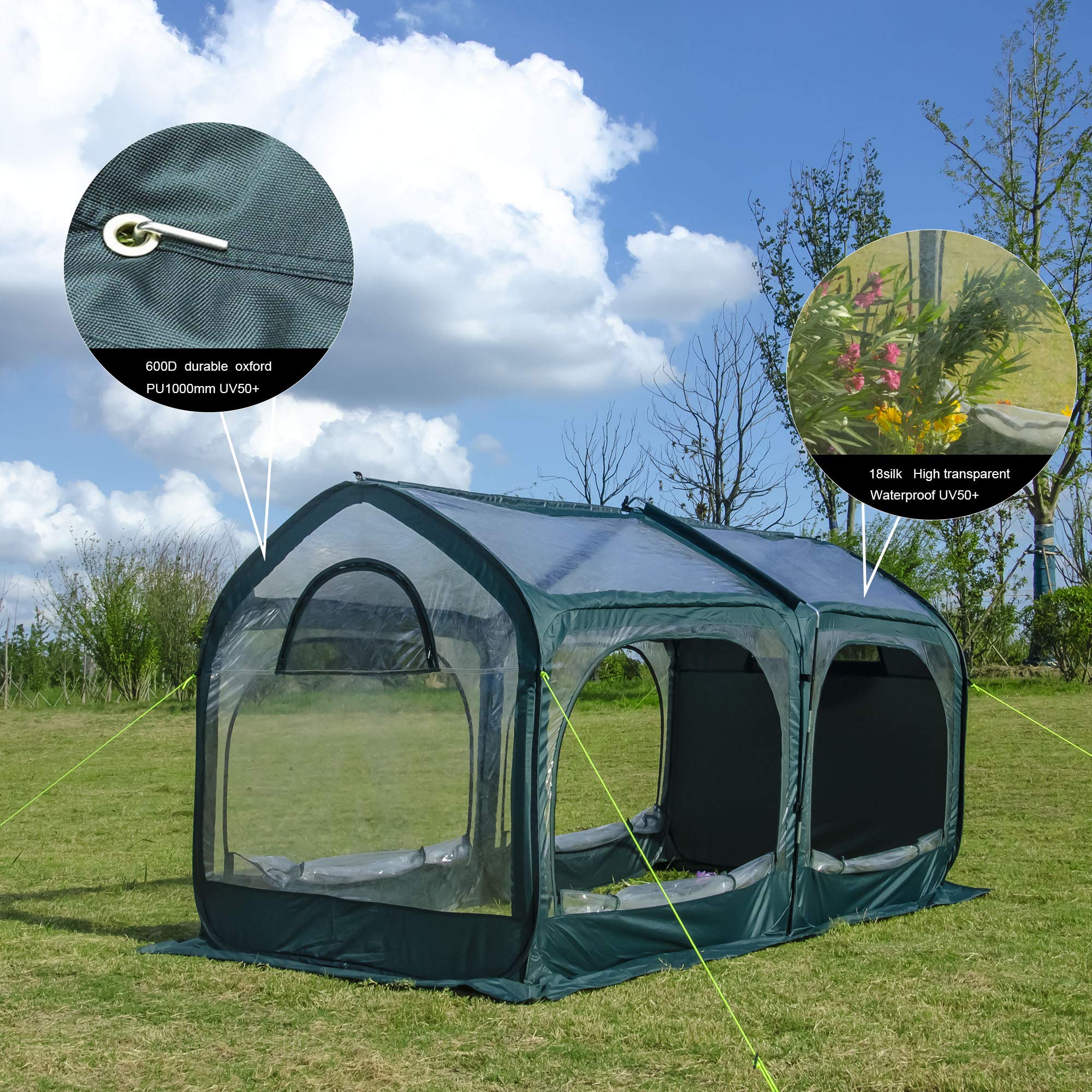 Porayhut Pop Up Greenhouse Cover - Mini Flower House for Gardening, Plant Protection from Cold & Frost - PVC Backyard Greenhouse for Plants & Flowers - Perfect for Indoor/Outdoor Gardening, Seed Starting & Winter Plant Care