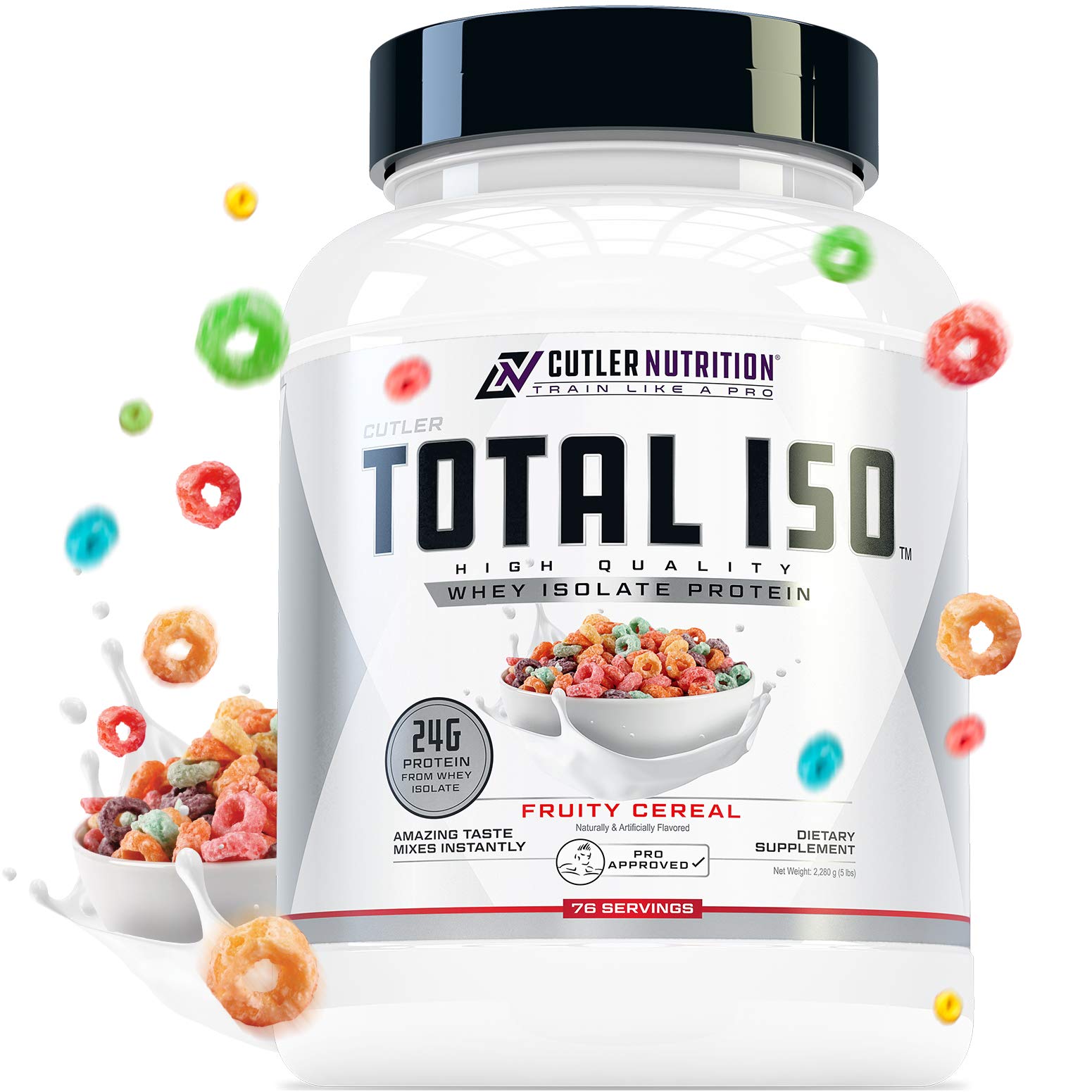 Total ISO Whey Isolate Protein Powder - 100% Pure Whey Protein Isolate Shake for Post Workout Recovery & Meal Replacement | Best Tasting Fruity Cereal Flavor | 5lb Muscle Building Supplement for Gym, Weight Loss & Healthy Breakfast