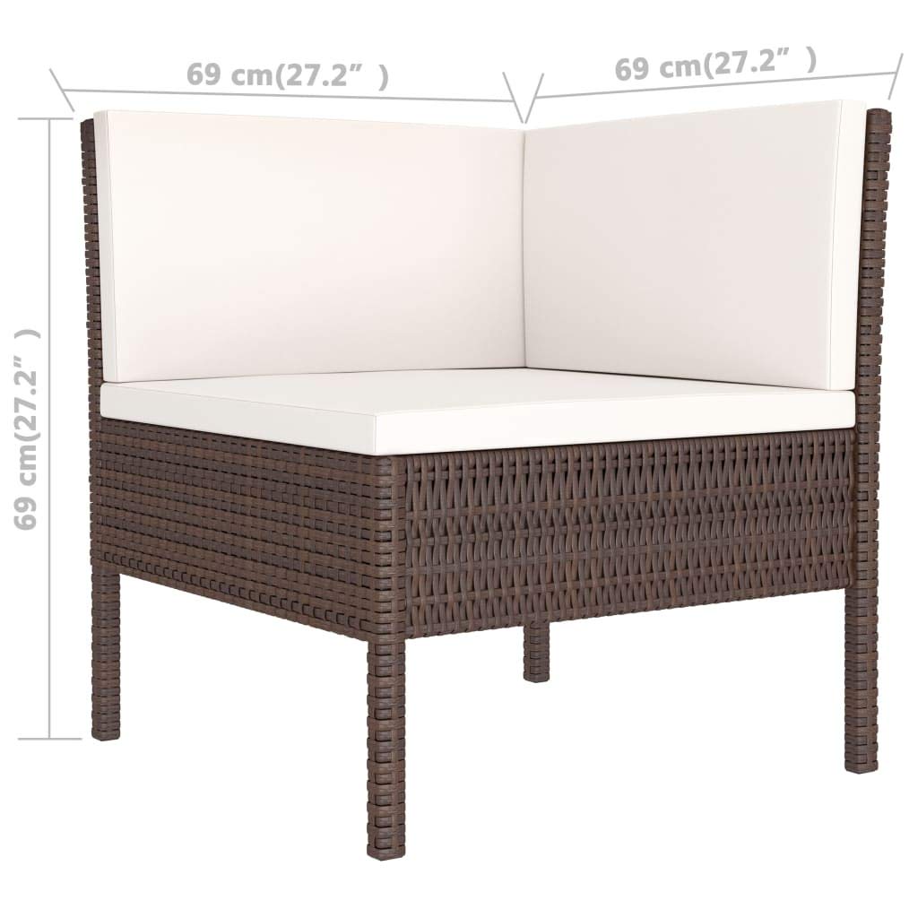 3-Piece Brown Poly Rattan Outdoor Garden Lounge Set with Cushions - Patio, Backyard, Camping Conversation Furniture for Relaxing & Entertaining