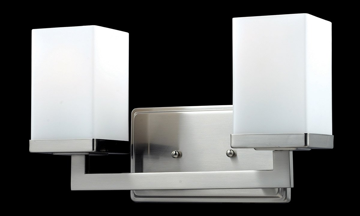 Brushed Nickel Bathroom Vanity Light Fixture - 2-Light 13