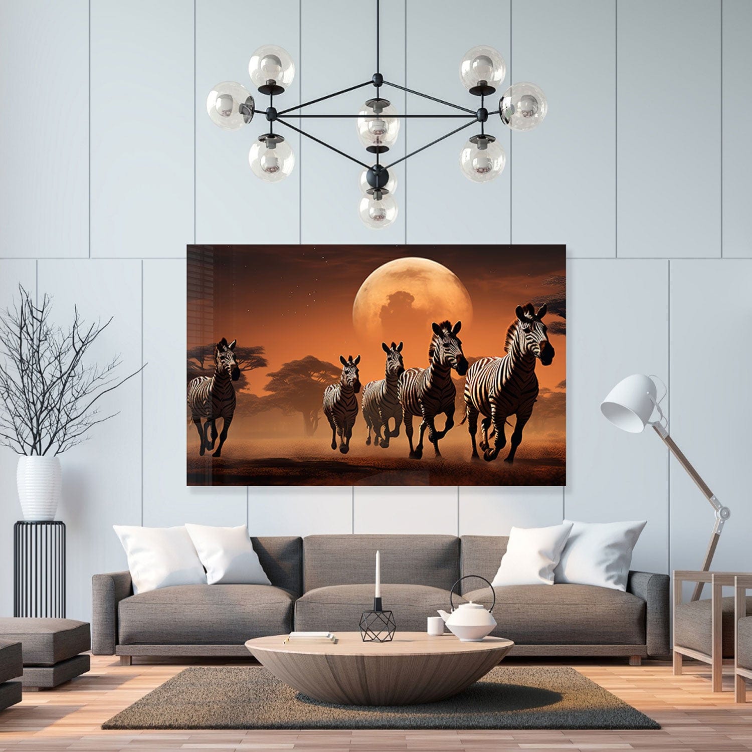 Striped Horizon Tempered Glass Wall Art - Modern Abstract Decor for Living Room, Bedroom & Office - Shatterproof & Easy to Install