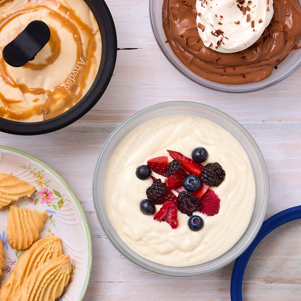 Delicious Pudding Dessert Mix - Vanilla, Chocolate & Caramel Flavors - Quick & Easy Homemade Pudding for Snacks, Desserts & Parties