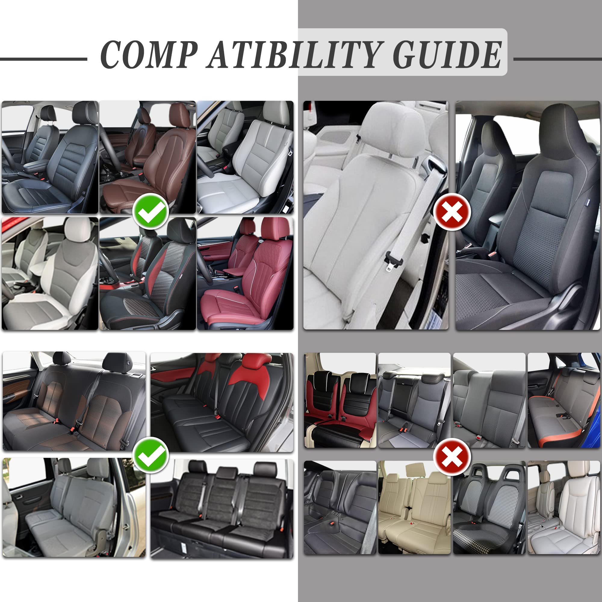 Premium Universal Leather Car Seat Covers Full Set - Waterproof Leatherette Auto Seat Protectors for SUV, Truck & Sedan | Black & Red | Perfect for Road Trips & Daily Commuting