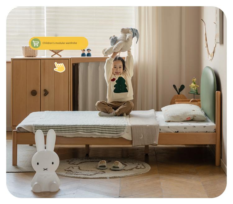 Organic Solid Wood Children's Bed - Birch & Beech Frame with Premium Leather Accents | Safe, Non-Toxic Toddler Bed for Nursery, Bedroom & Montessori Rooms