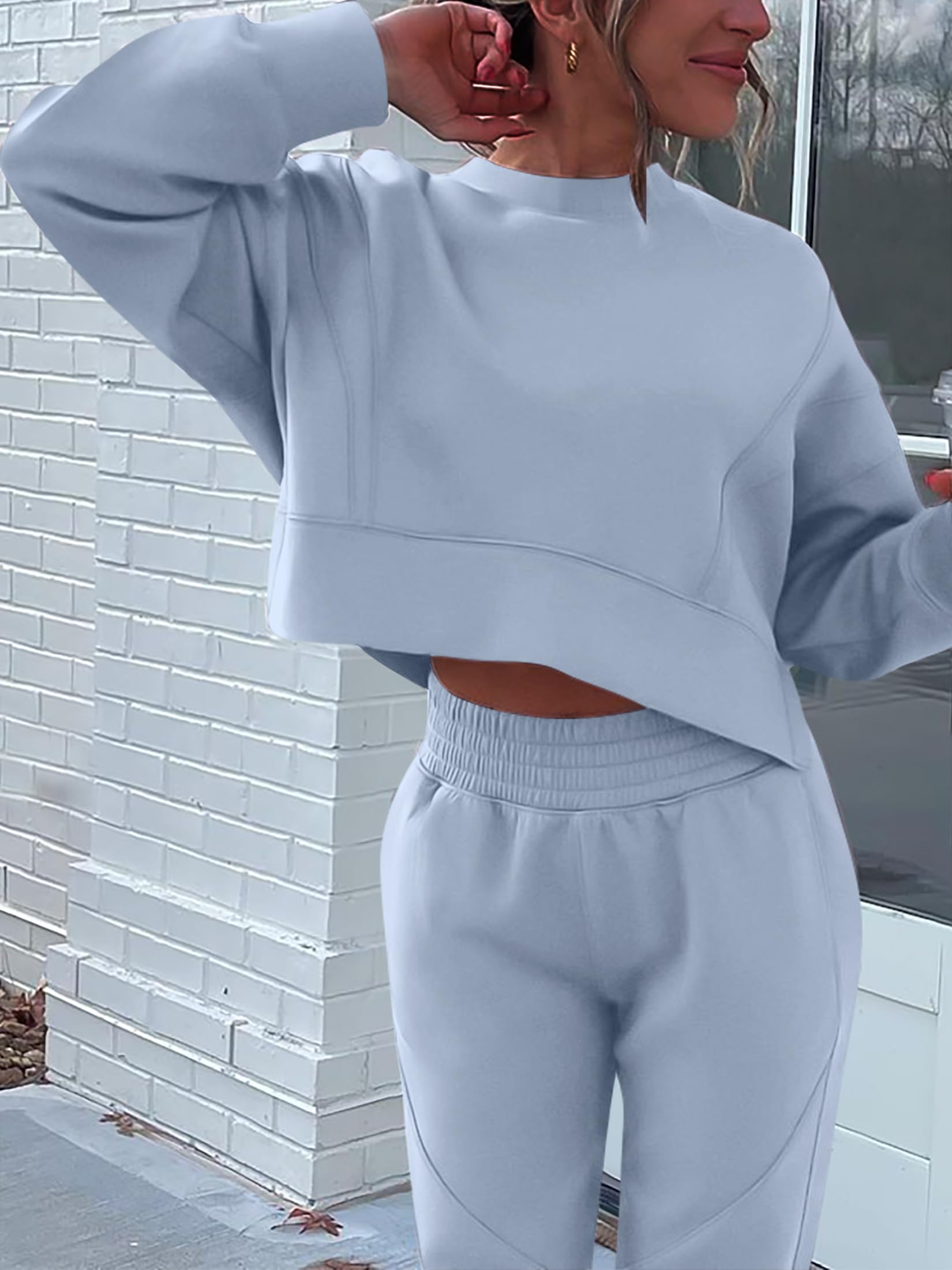 ANRABESS Women's Two Piece Sweatsuit Set - Cropped Sweatshirt & Joggers Sweatpants, Casual Lounge Wear, Fall Tracksuit Outfit 2024 | Perfect for Gym, Yoga, Running, and Everyday Comfort