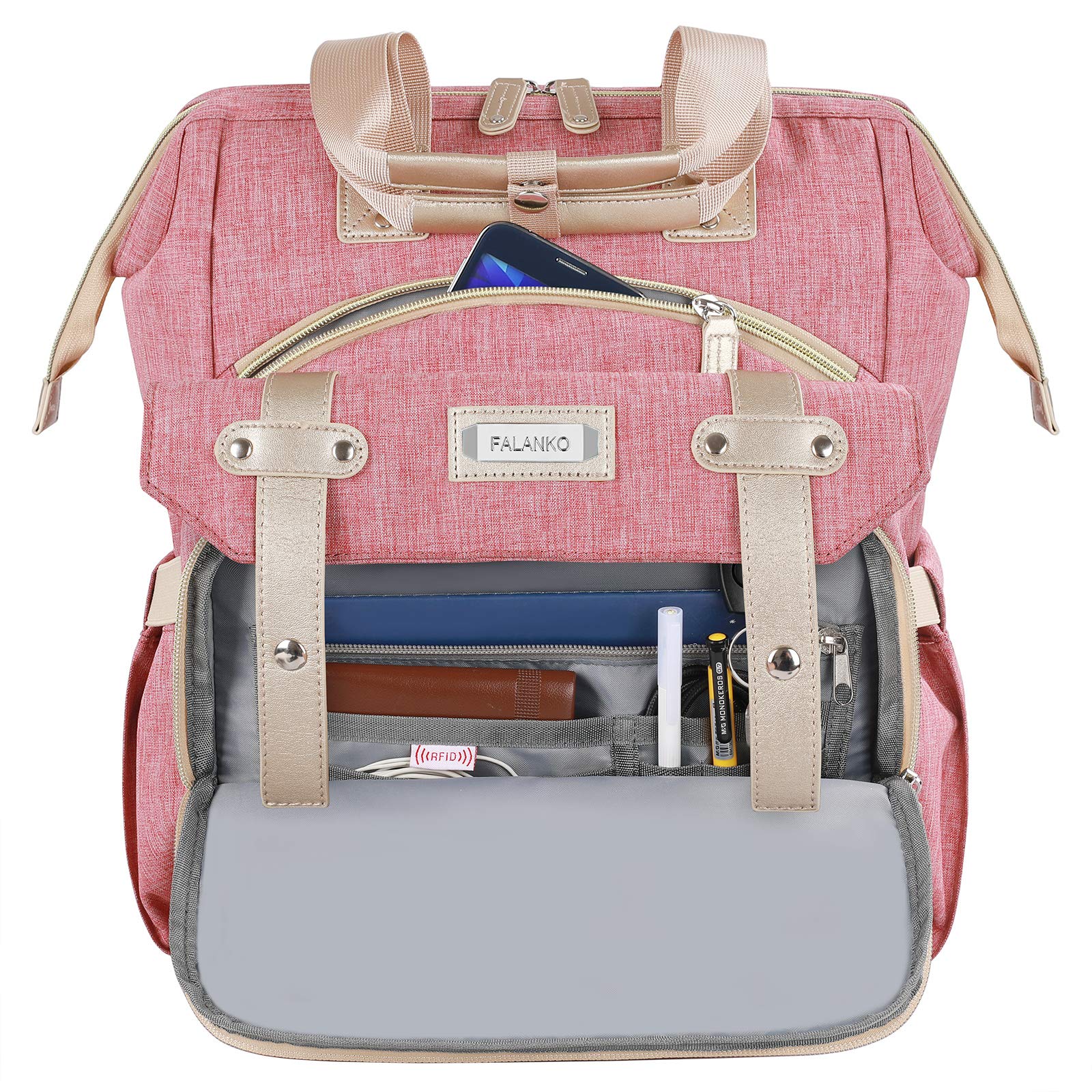 FALANKO Women's Large Laptop Backpack with USB Charging Port - Water Resistant 15.6 Inch Computer Bookbag for Work, School, College, Travel - Perfect for Students, Teachers, Nurses & Professionals (Office, Commute, Business Trips)