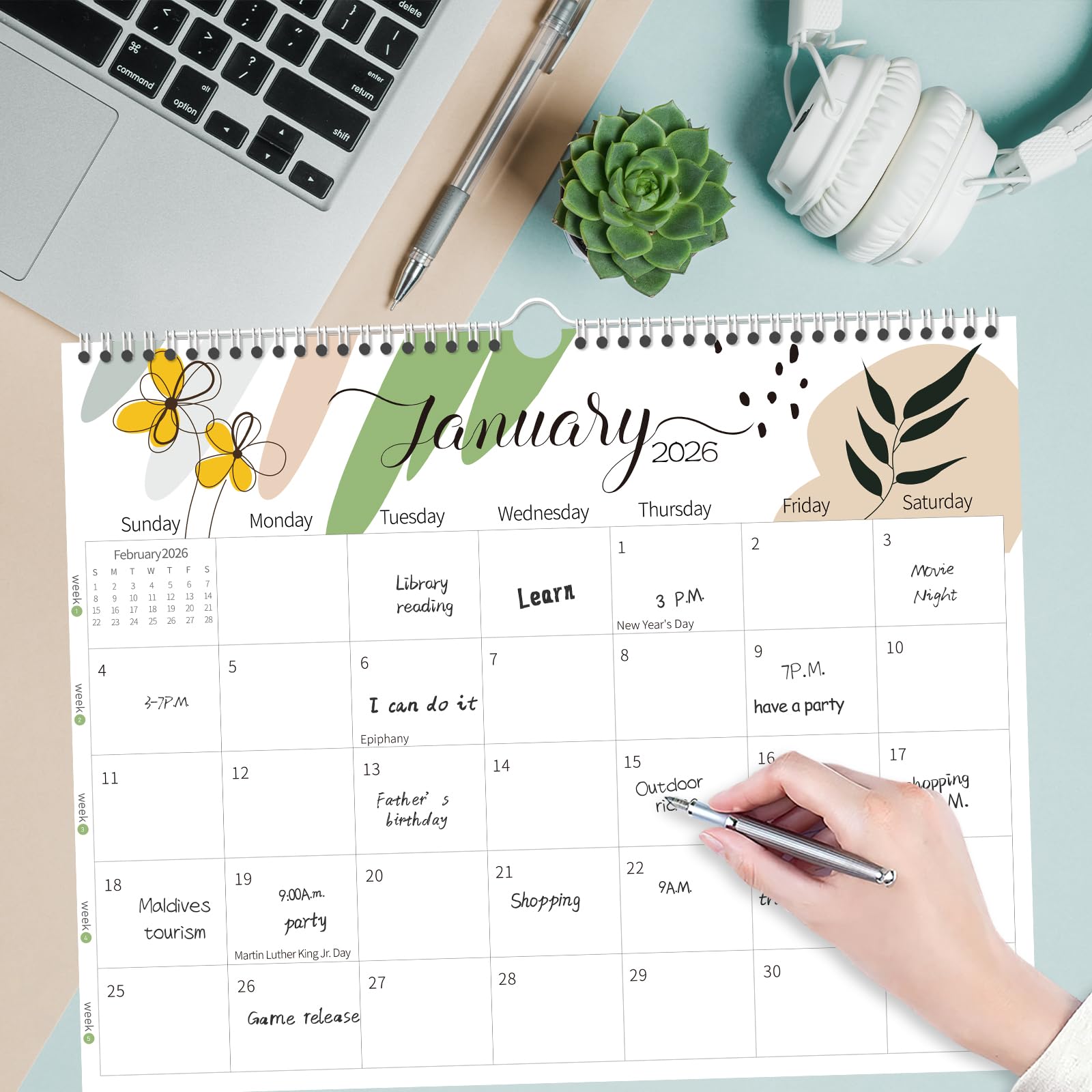 Guasslee 2025-2026 Wall Calendar - 19 Month Planner (June 2025 to December 2026) - 14