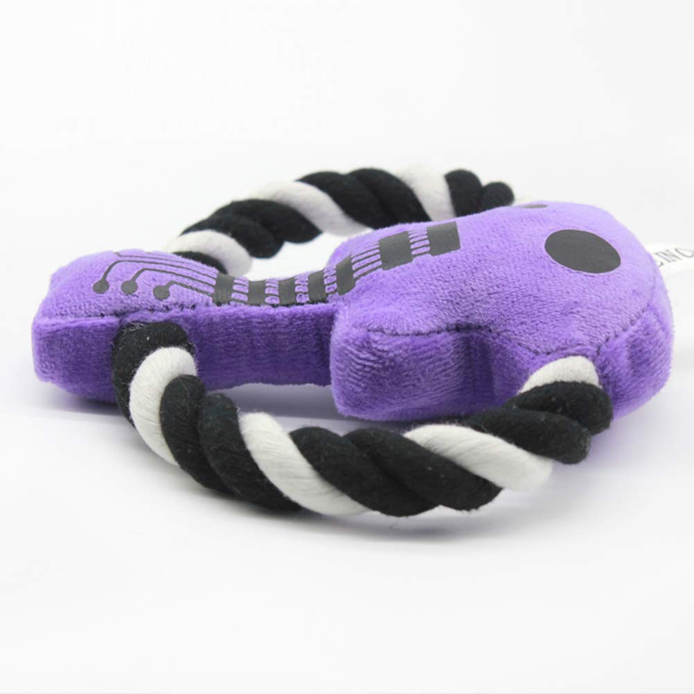 Soft Cotton Rope Plush Guitar Chew Toy for Dogs & Cats - Durable Squeaky Interactive Bite Toy for Puppies & Kittens - Perfect for Playtime, Training & Dental Health