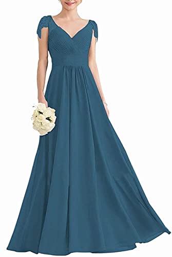 JAEDEN Elegant Long Chiffon Bridesmaid Dress with Cap Sleeves for Wedding, Prom & Formal Events - Perfect for Bridal Party, Evening Gala & Special Occasions