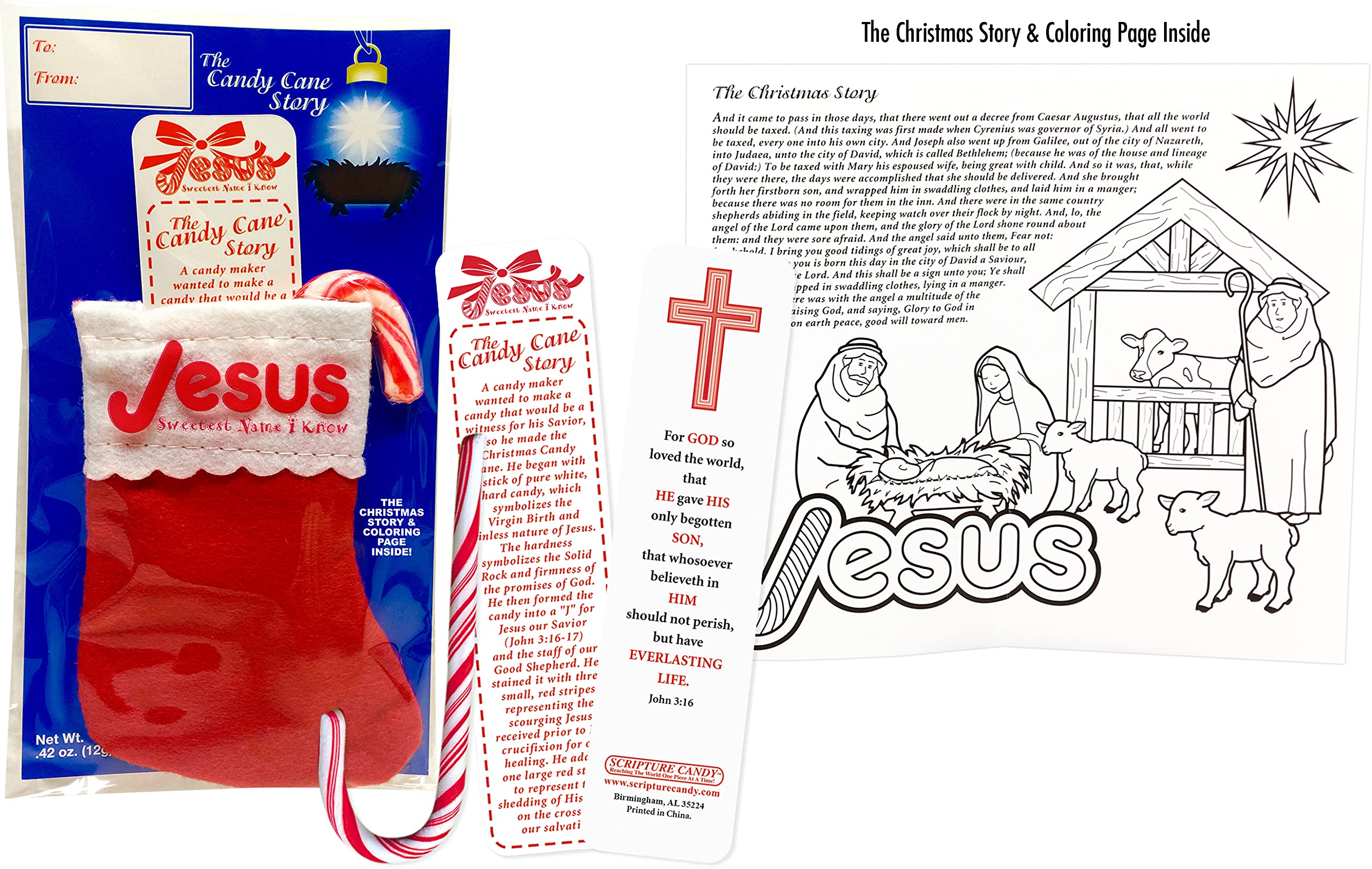 The Candy Cane Story Scripture Candy Stocking Set - 1 Count - Perfect for Christmas Stocking Stuffers, Holiday Gifts & Christian Faith-Based Celebrations