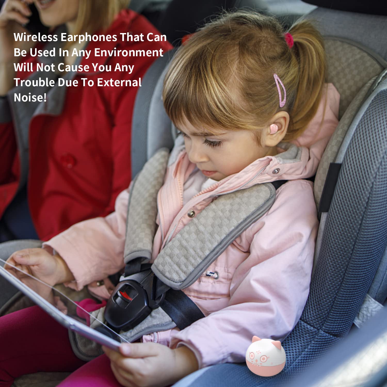 Bluetooth Kids Earbuds - Pink Wireless Headphones for Girls with Small Ears, Comfortable In-Ear Design for School, Classroom & Travel | Perfect for Online Learning, Music & Entertainment