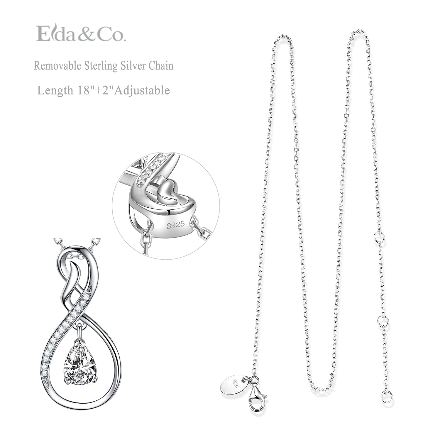Forever Love Infinity Necklace for Women - April & May Birthstone Jewelry with Simulated Diamond & Emerald - 925 Sterling Silver Gift for Wife, Mom, Her - Perfect for Birthdays, Anniversaries & Special Occasions