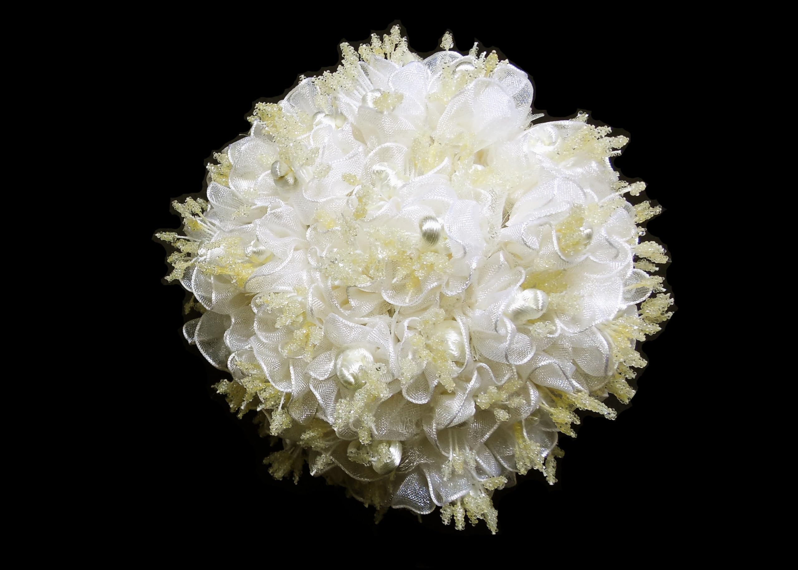 Ivory Organza & Satin Rose Bouquet - 120 Artificial Silk Flowers for Wedding Decor, Bridal Shower, Centerpieces & Home Decoration