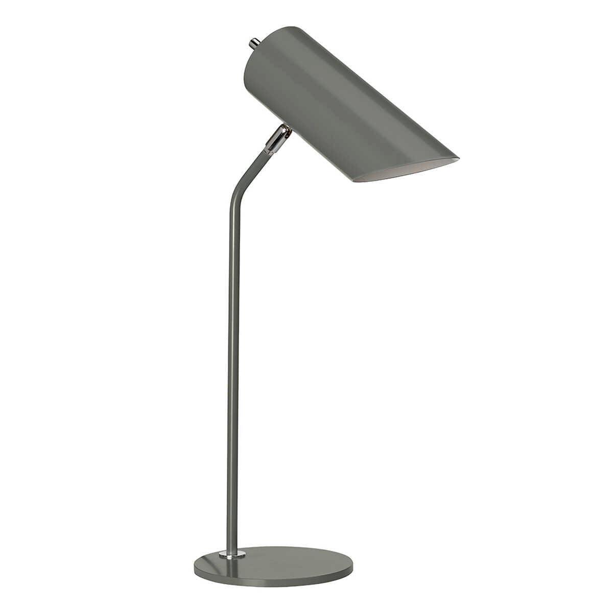 Elstead Quinto 1 Light Grey Polished Nickel Table Lamp - Modern Bedside Lighting for Bedroom, Living Room & Office Decor