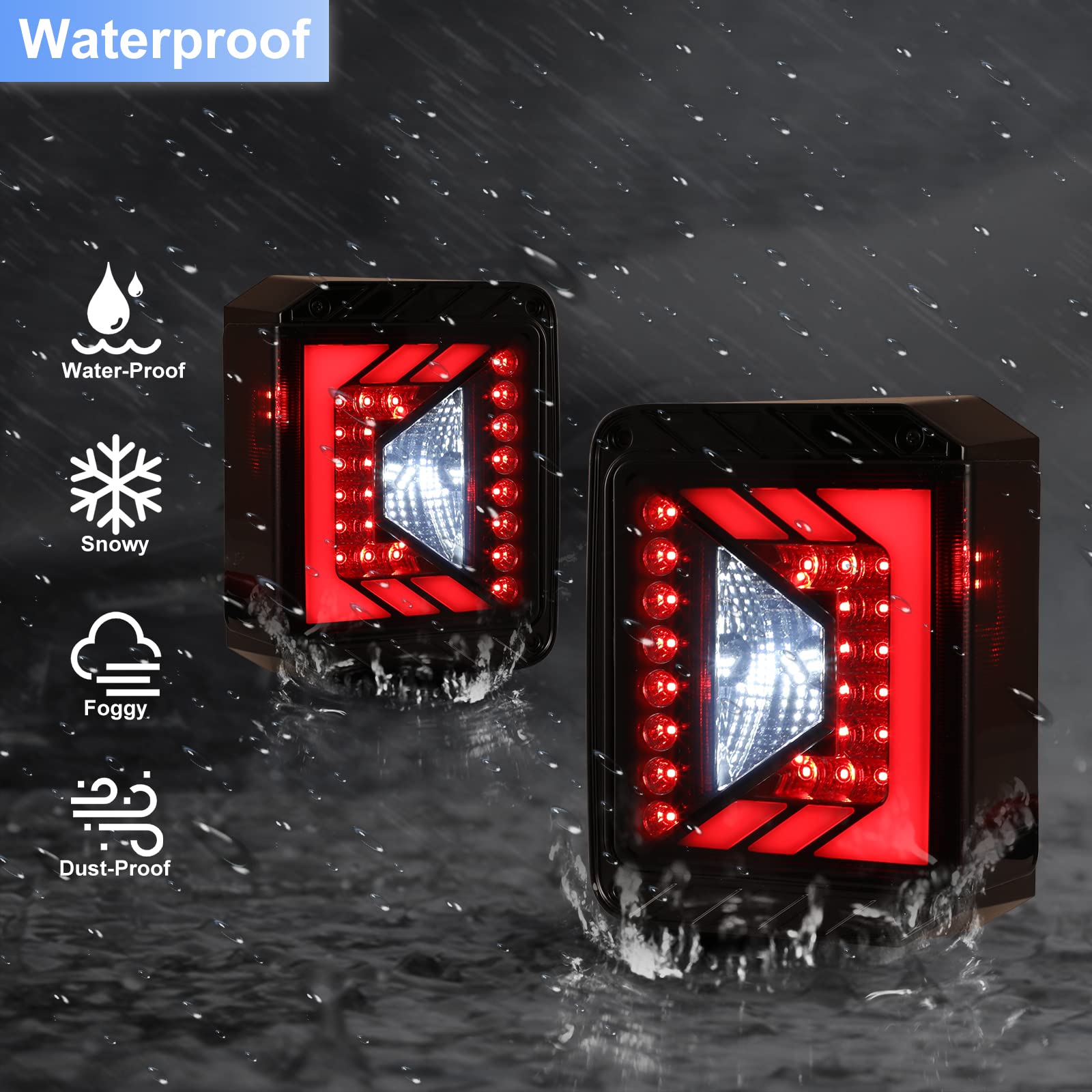 ROXX LED Tail Lights for 2007-2018 Jeep Wrangler JK & JKU - Black Smoke Lens Replacement Pair - Off-Road & Night Driving Safety Upgrade