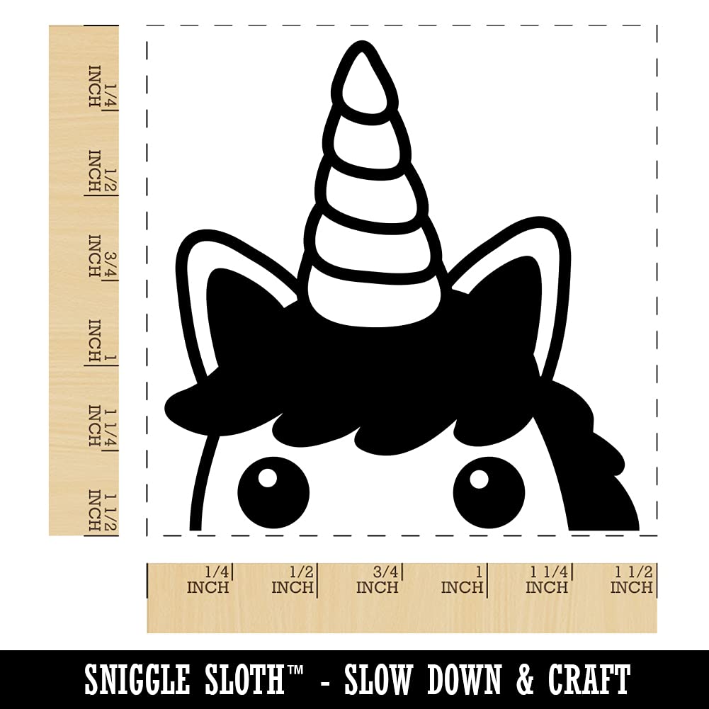 Peeking Unicorn Self-Inking Stamp - 1.5 Inch Large Rubber Stamp with Red Ink - Perfect for Scrapbooking, Card Making, and DIY Crafts