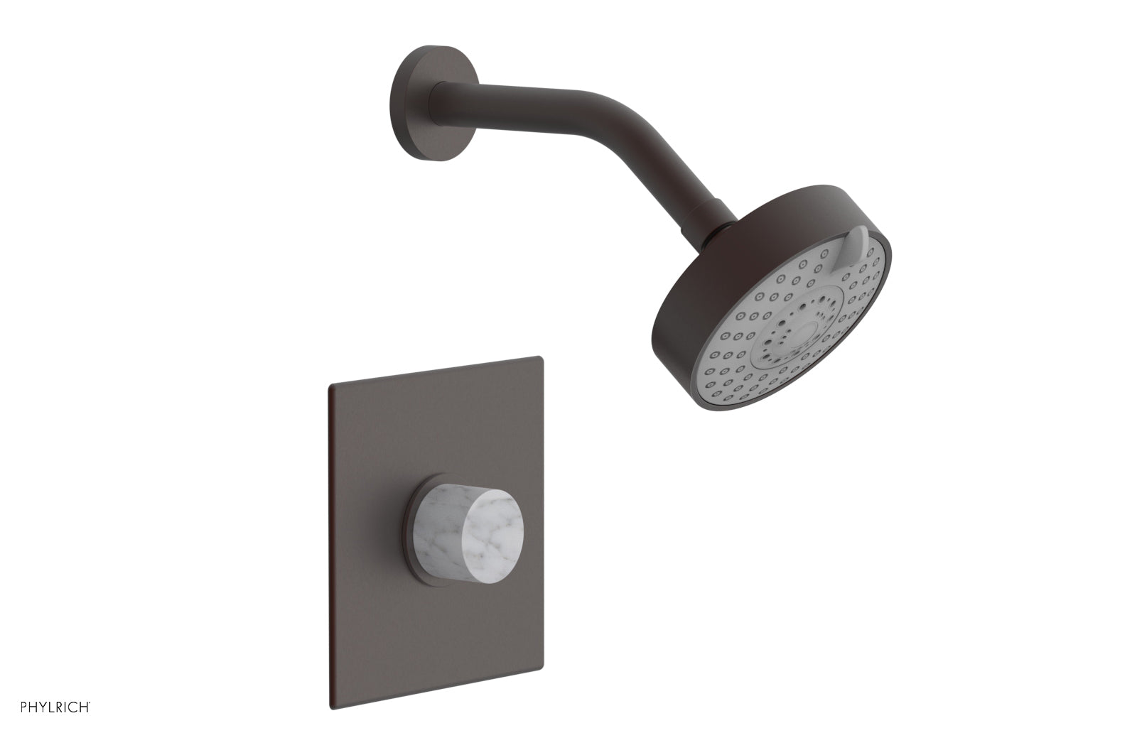 BASIC II Pressure Balance Shower Set with White Marble Handle - 230S 23 Series - Perfect for Modern Bathroom Renovation & Spa-Like Shower Experience
