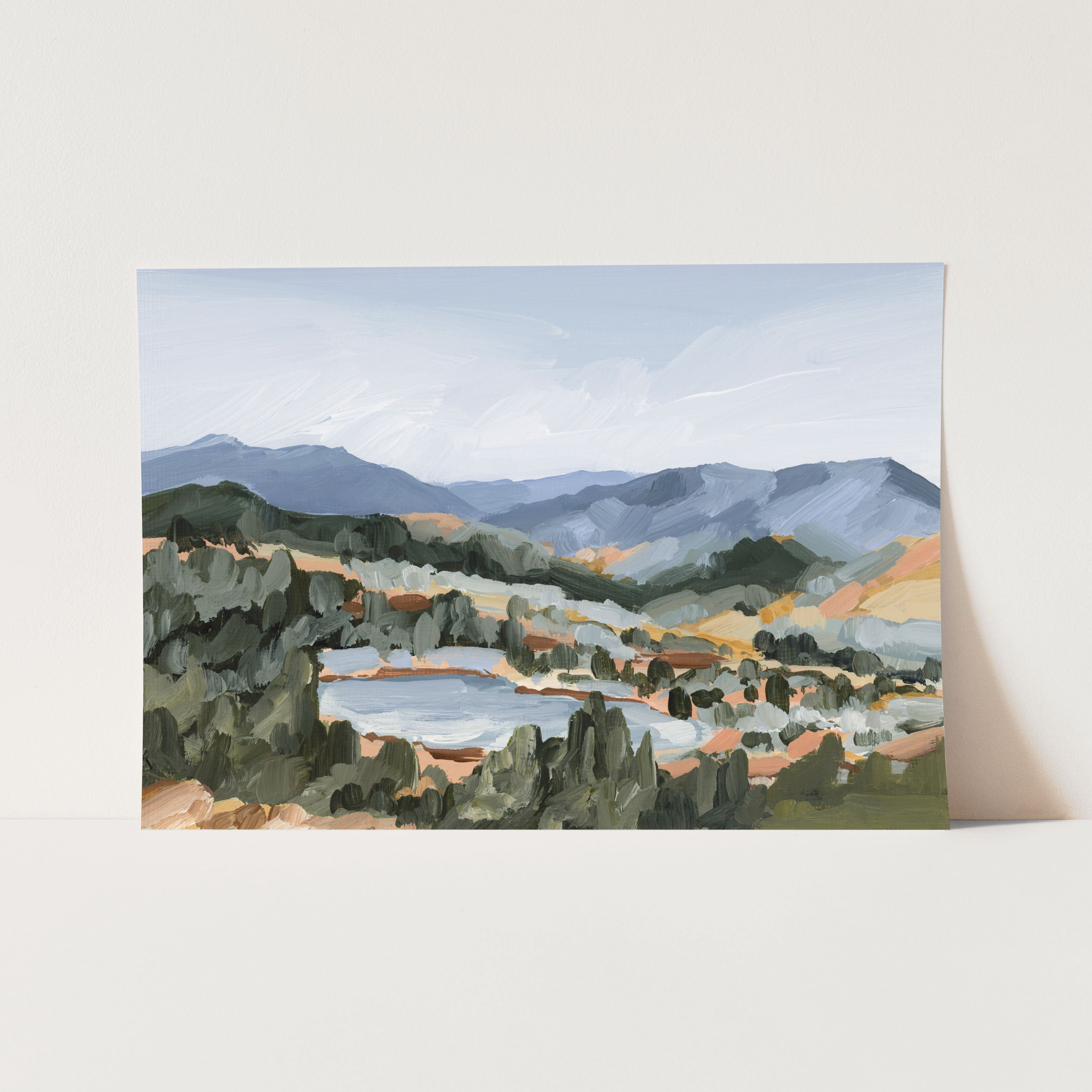 Hike to the Top Mountain Landscape Art Print - Nature Wall Decor for Living Room, Bedroom & Office