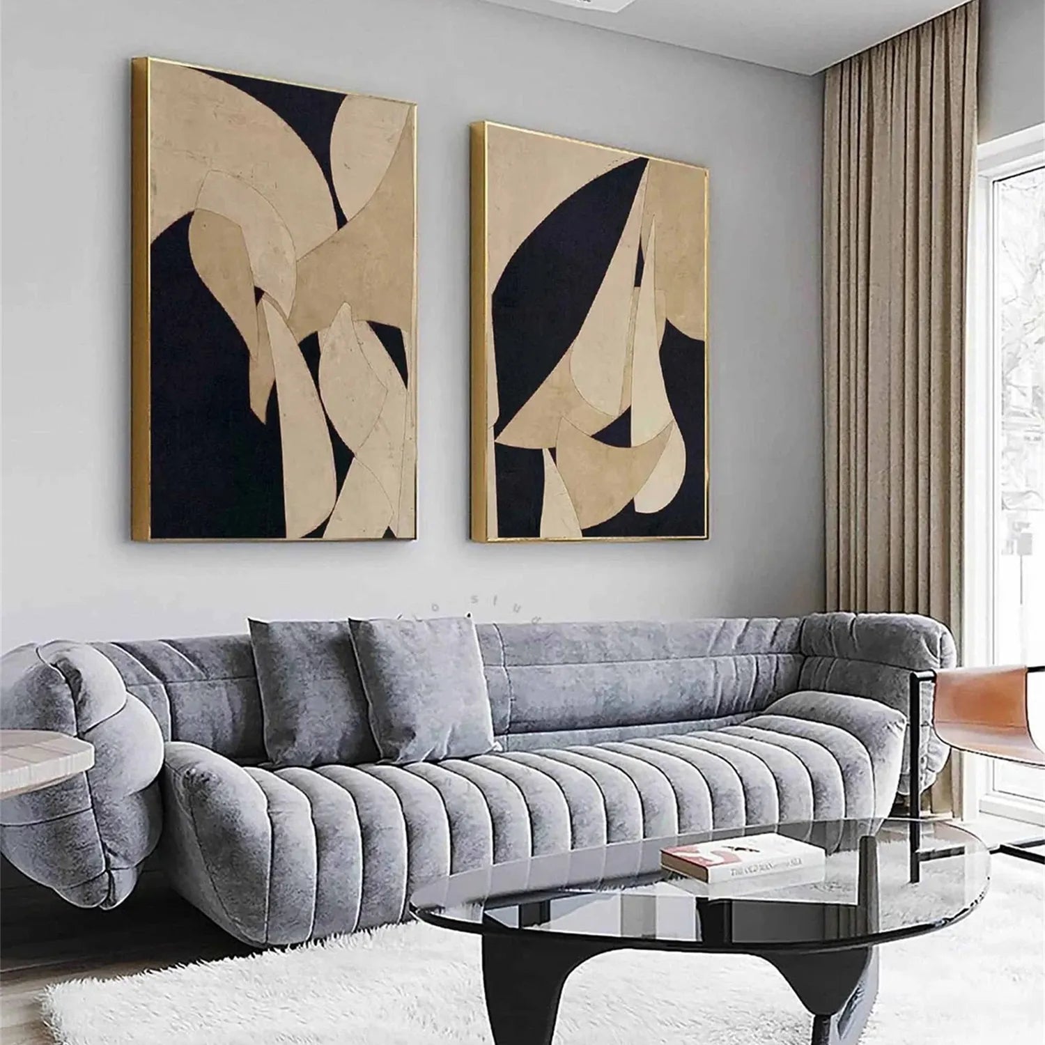 Abstract Tranquility Set of 2 Wall Art Paintings - Modern Minimalist Canvas Prints for Living Room, Bedroom & Office Decor #WS152