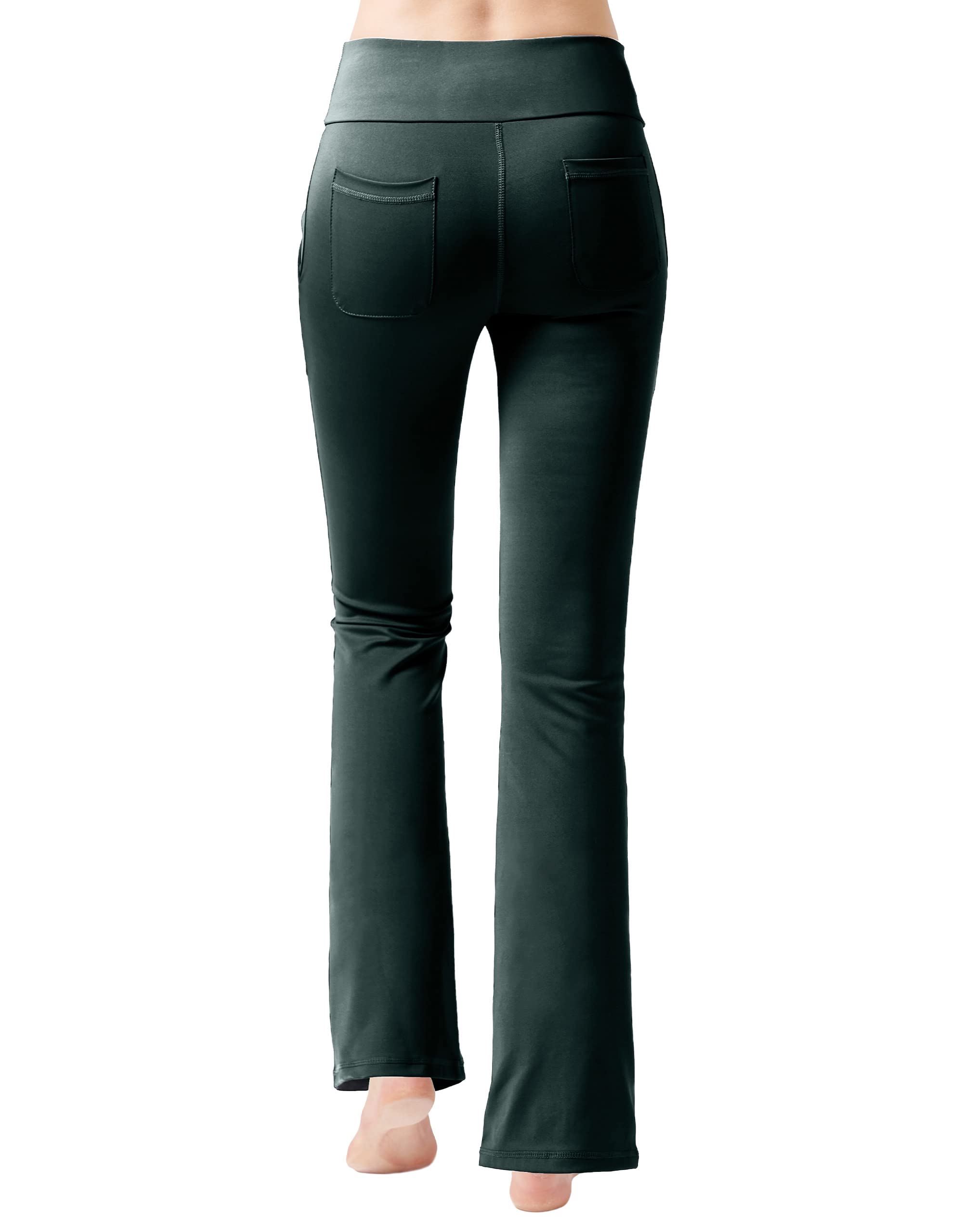 Nuveti Women's High Waisted Boot Cut Yoga Pants with 4 Pockets - Tummy Control Workout & Dress Pants for Yoga, Gym, Office & Casual Wear