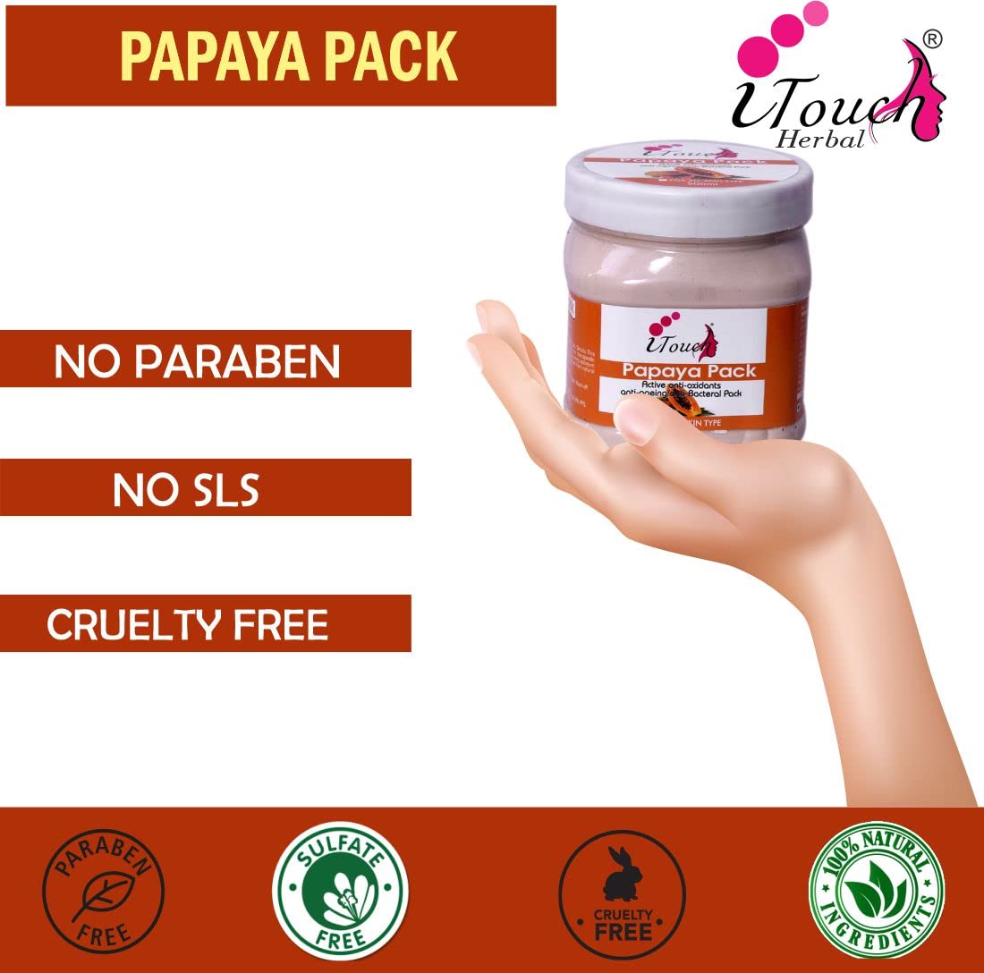 iTouch Herbal Papaya Face Pack (500ml) for Radiant & Glowing Skin - All Skin Types, Paraben & Sulfate Free - Natural Skincare for Daily Use & Spa Treatments