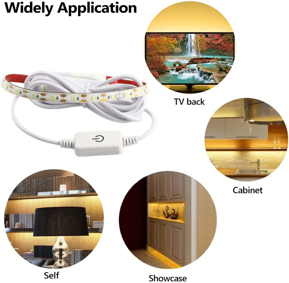 5V 30CM USB LED Sewing Machine Light Strip with Touch Dimmer - 18 Dimmable LEDs for Sewing Machines, Kitchen Cabinets & Baby Cribs - Easy Installation with Adhesive Clips (White) - Perfect for Nighttime Sewing, Under-Cabinet Lighting & Nursery Safety