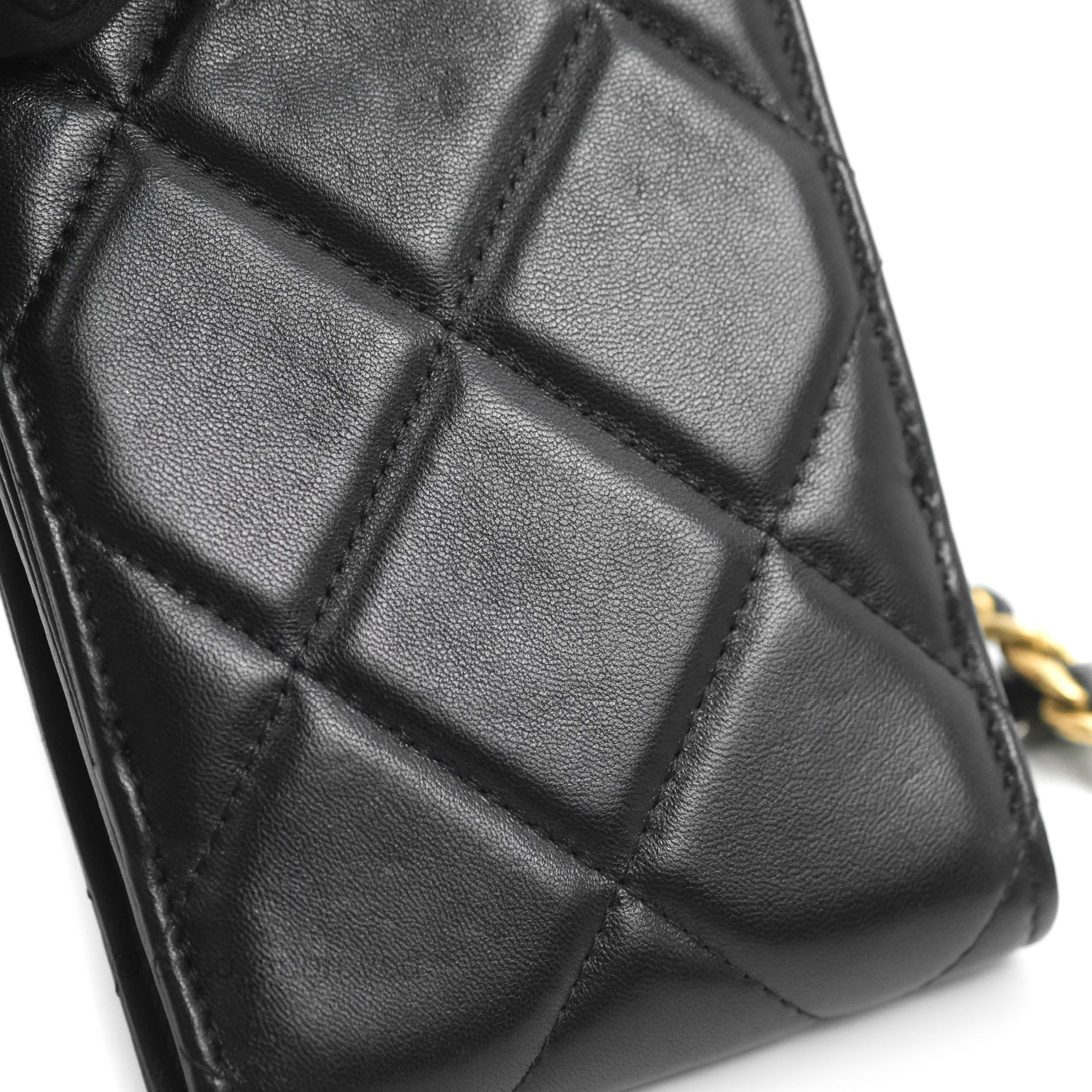 Chanel 19 Phone Holder in Black with Mixed Hardware - Luxury Smartphone Accessory for Everyday Use & Travel