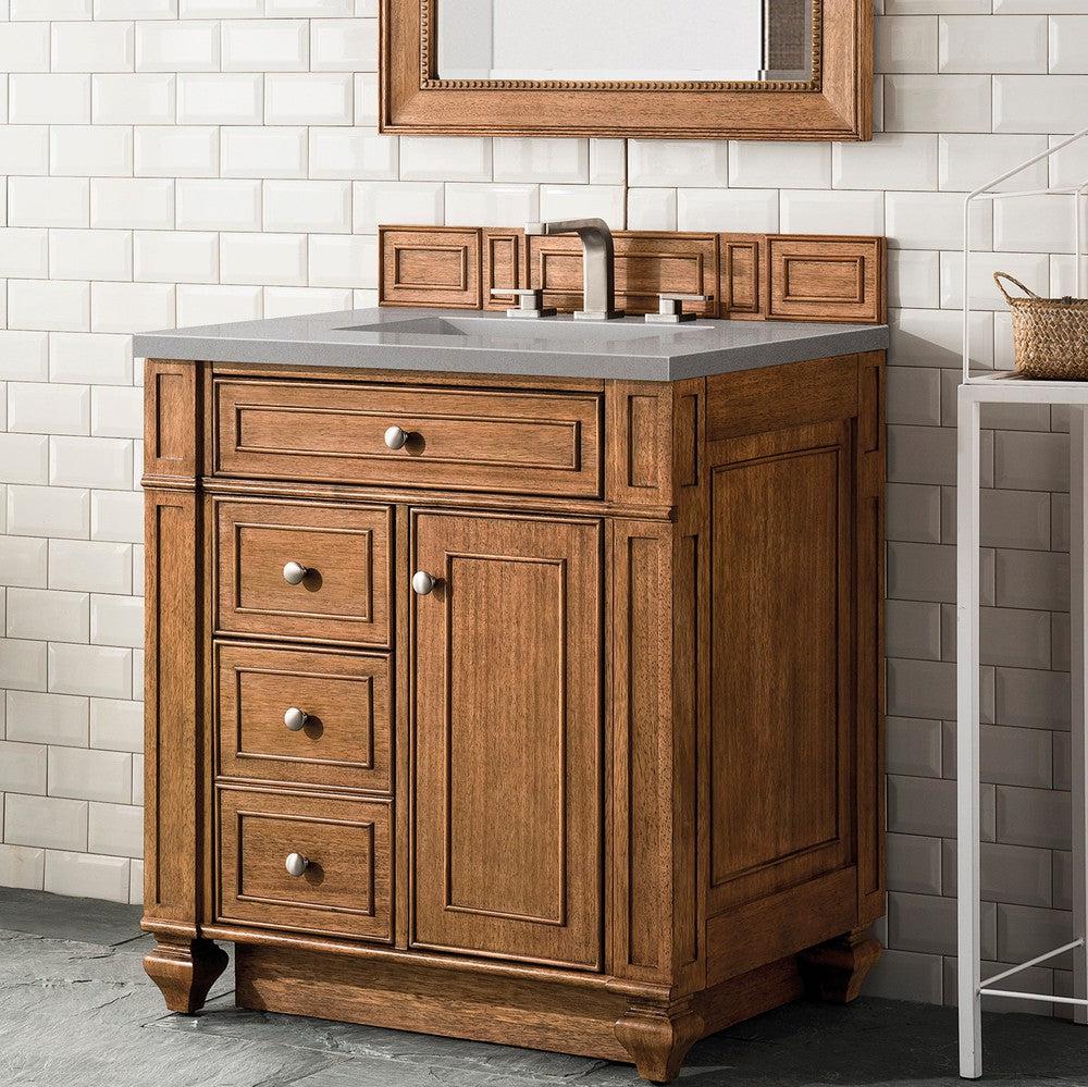 James Martin Vanities Bristol Collection 30-Inch Single Bathroom Vanity in Saddle Brown with Optional Countertops - Perfect for Modern Master Bathrooms and Guest Bathroom Renovations