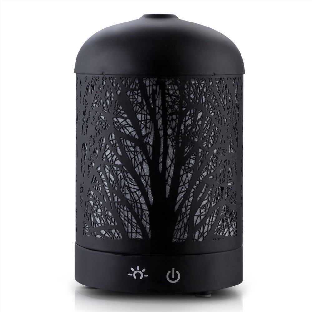 DEVANTI 160ml Aroma Diffuser with LED Night Light - Essential Oil Humidifier for Aromatherapy, Black Forest Design - Perfect for Bedroom, Office & Yoga Relaxation