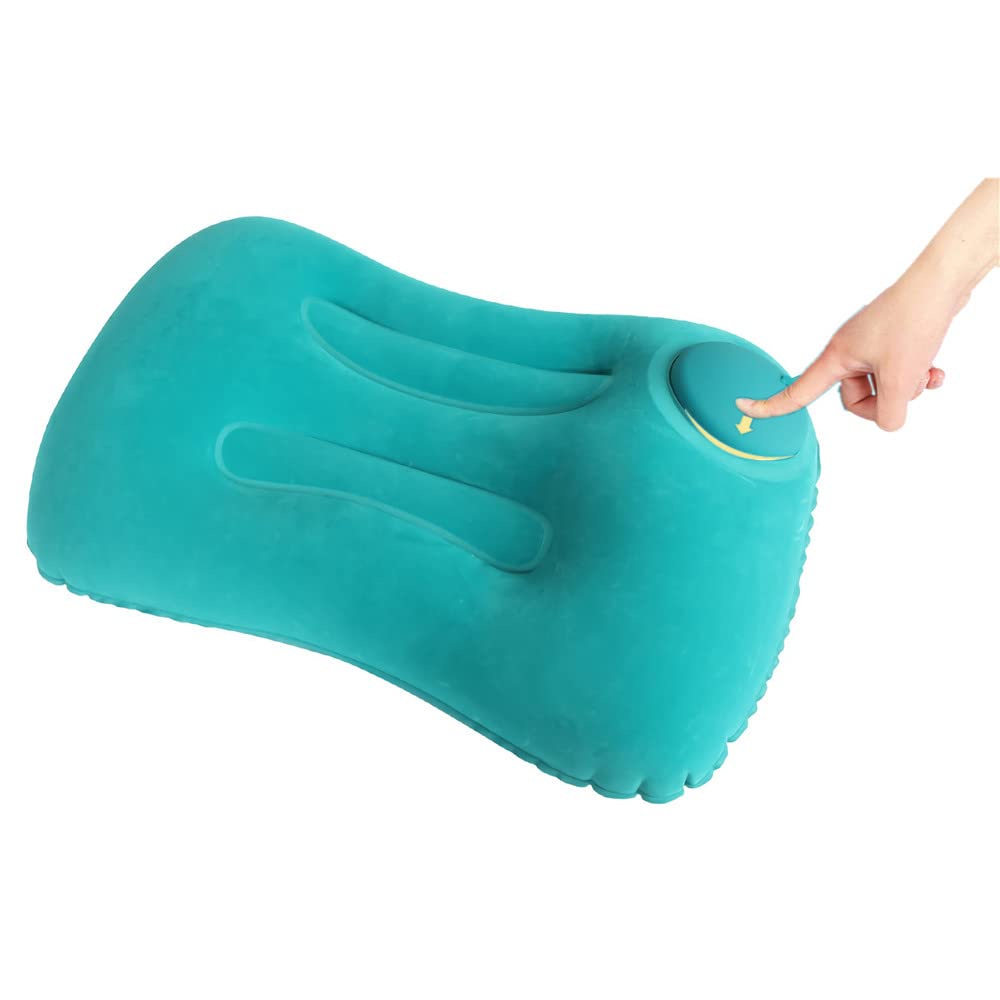 Ultra Comfortable Inflatable Camping Pillow for Backpacking, Hiking & Travel - Lightweight, Compact & Portable - Perfect for Outdoor Adventures, Airplane & Car Trips (Green)