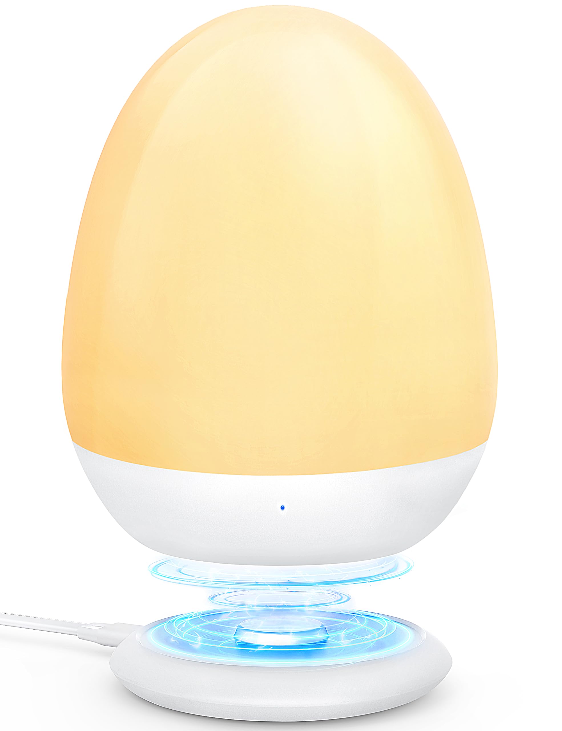 MediAcous Dimmable Night Light for Kids Room - Baby Night Lamp with Stable Charging Pad, 1H Timer & Touch Control, ABS+PC LED Egg Light - Perfect for Breastfeeding, Nursery, Bedtime & Nighttime Feedings - Lasts Up to 200 Hours